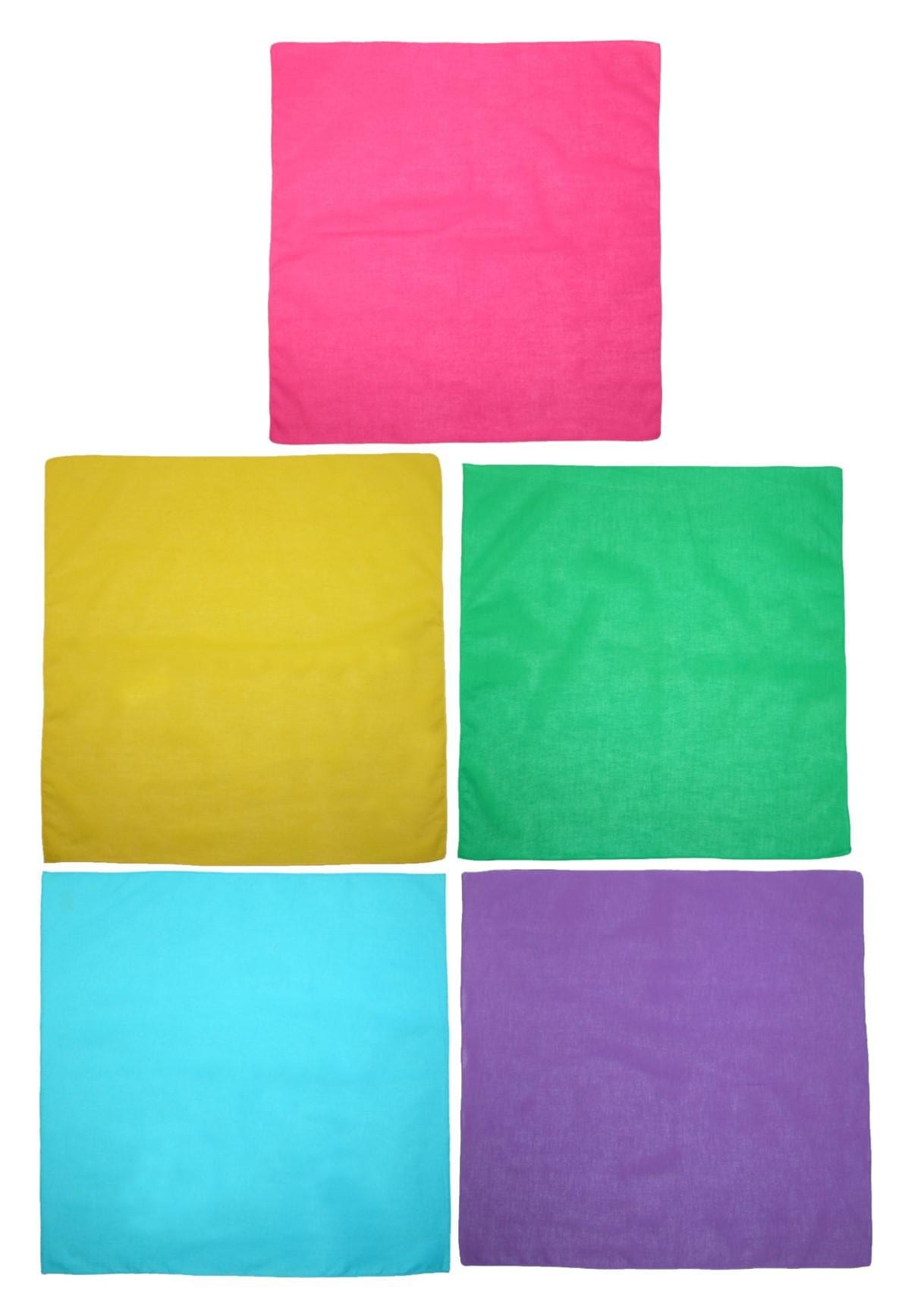 CTM® Multi Color Solid Bandanas (Pack of 5) - Multi