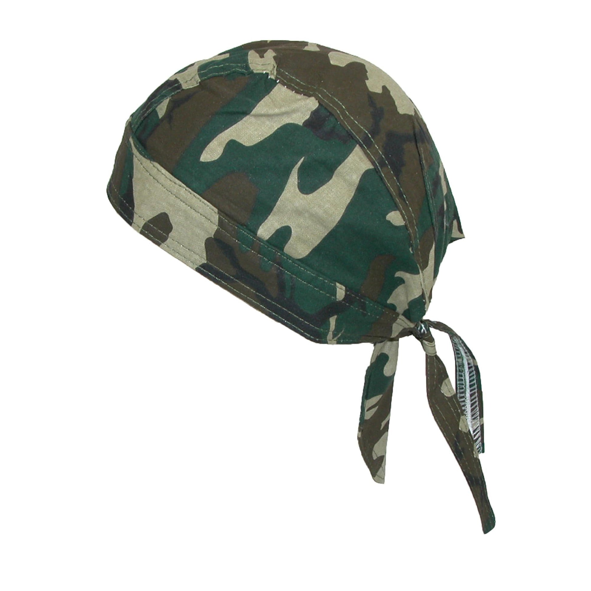CTM® Men's Cotton Camo Do Rag Cap with Premium Lining - Woodland Camo