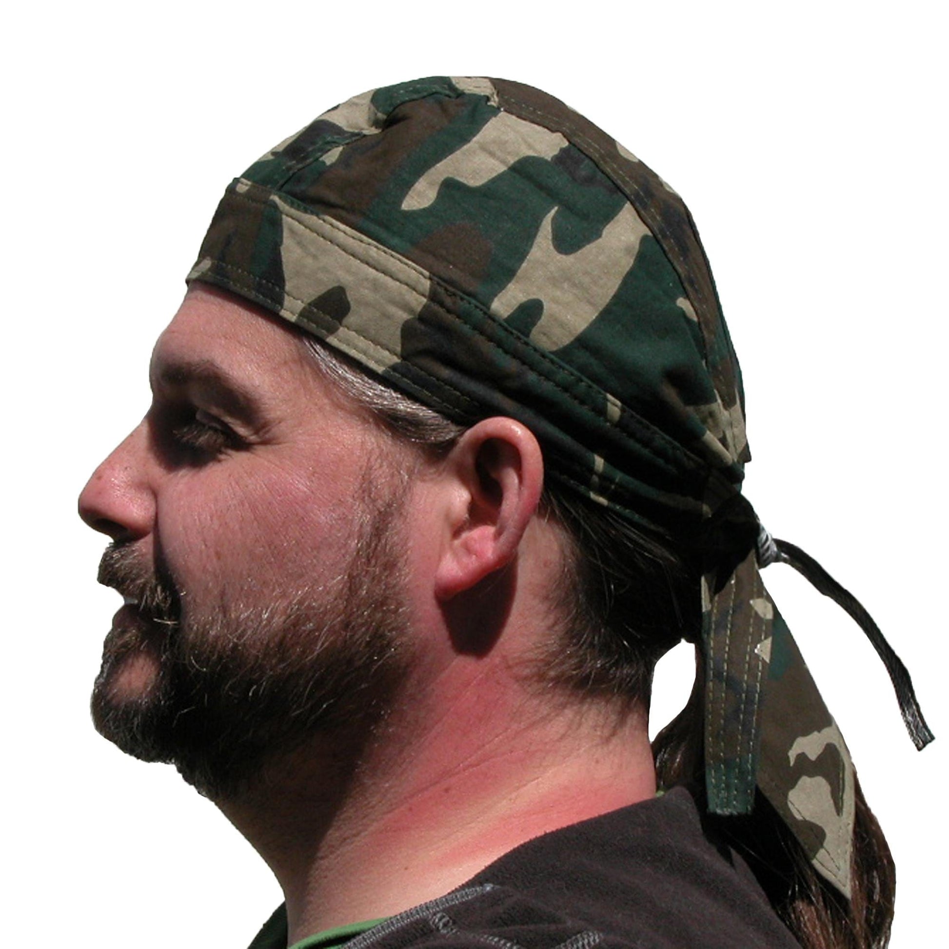 CTM® Men's Cotton Camo Do Rag Cap with Premium Lining - Woodland Camo