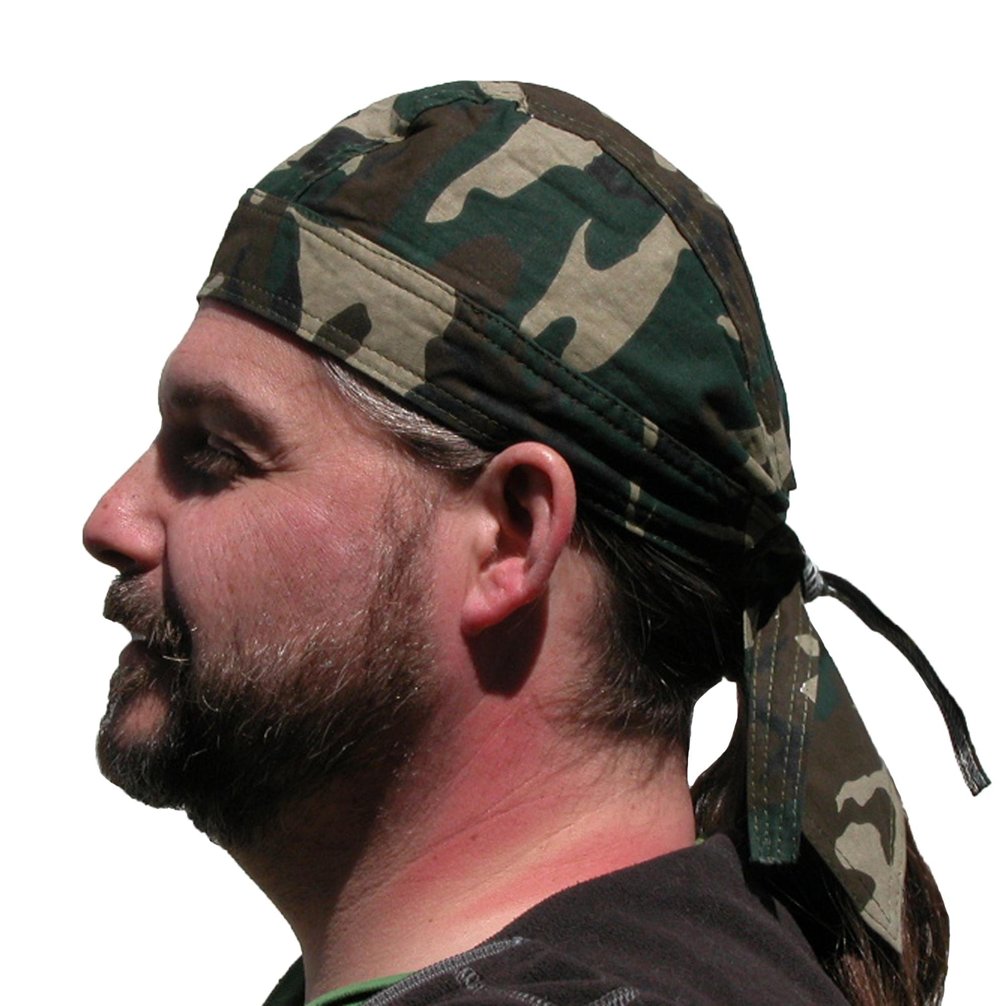 CTM® Men's Cotton Camo Do Rag Cap with Premium Lining - Woodland Camo