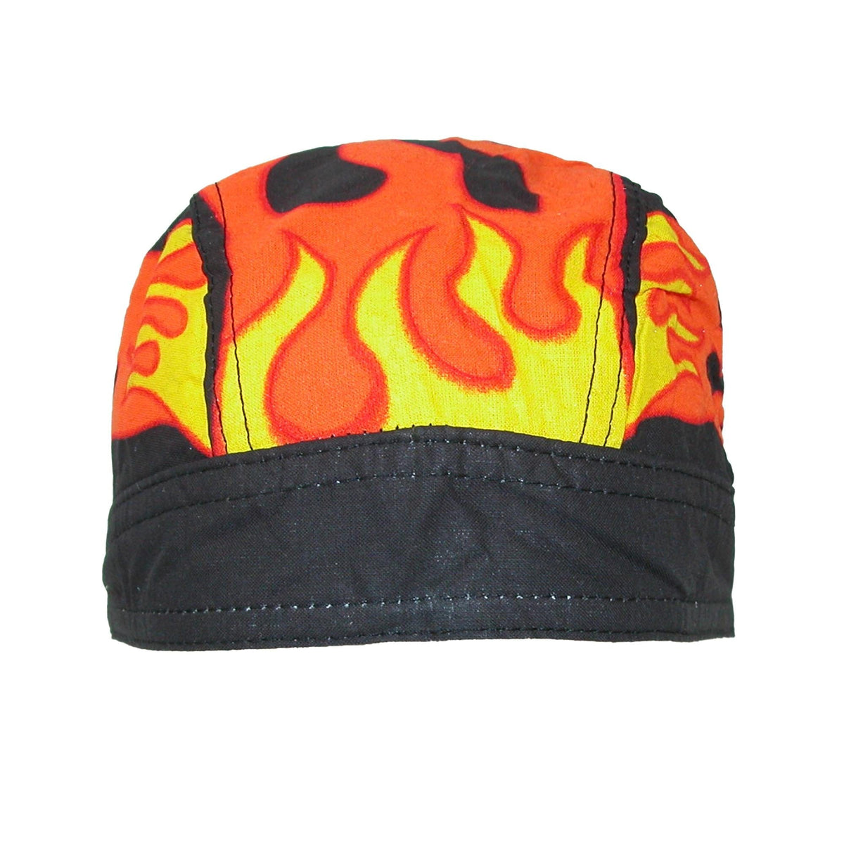 CTM® Men's Cotton Lined Flames Do Rag Cap - Black