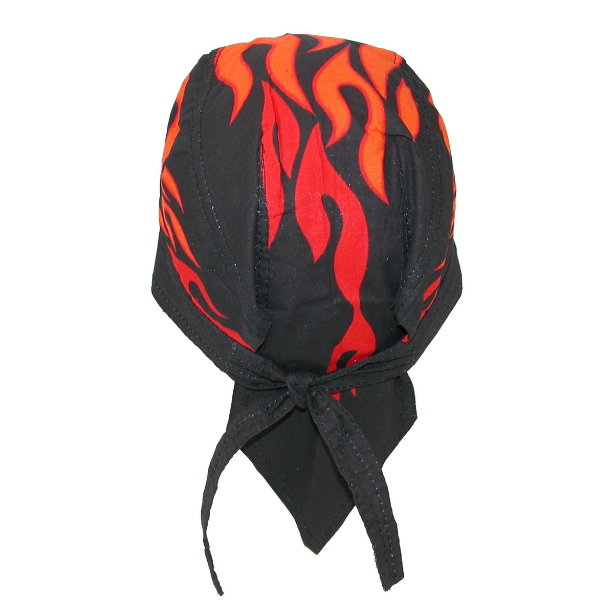 CTM® Men's Cotton Lined Flames Do Rag Cap - Black