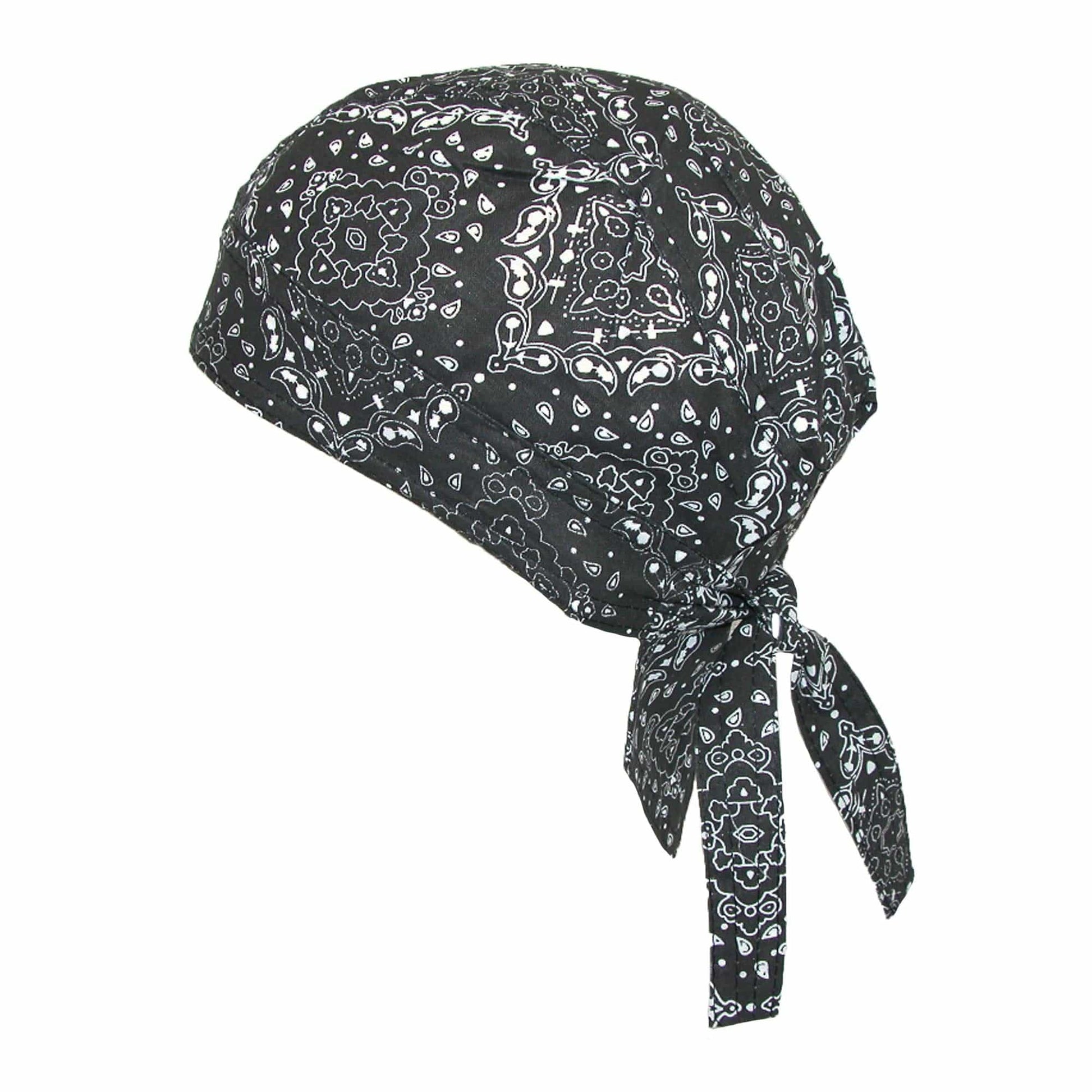 CTM® Men's Cotton Unlined Paisley Biker Do Rag Cap - Black