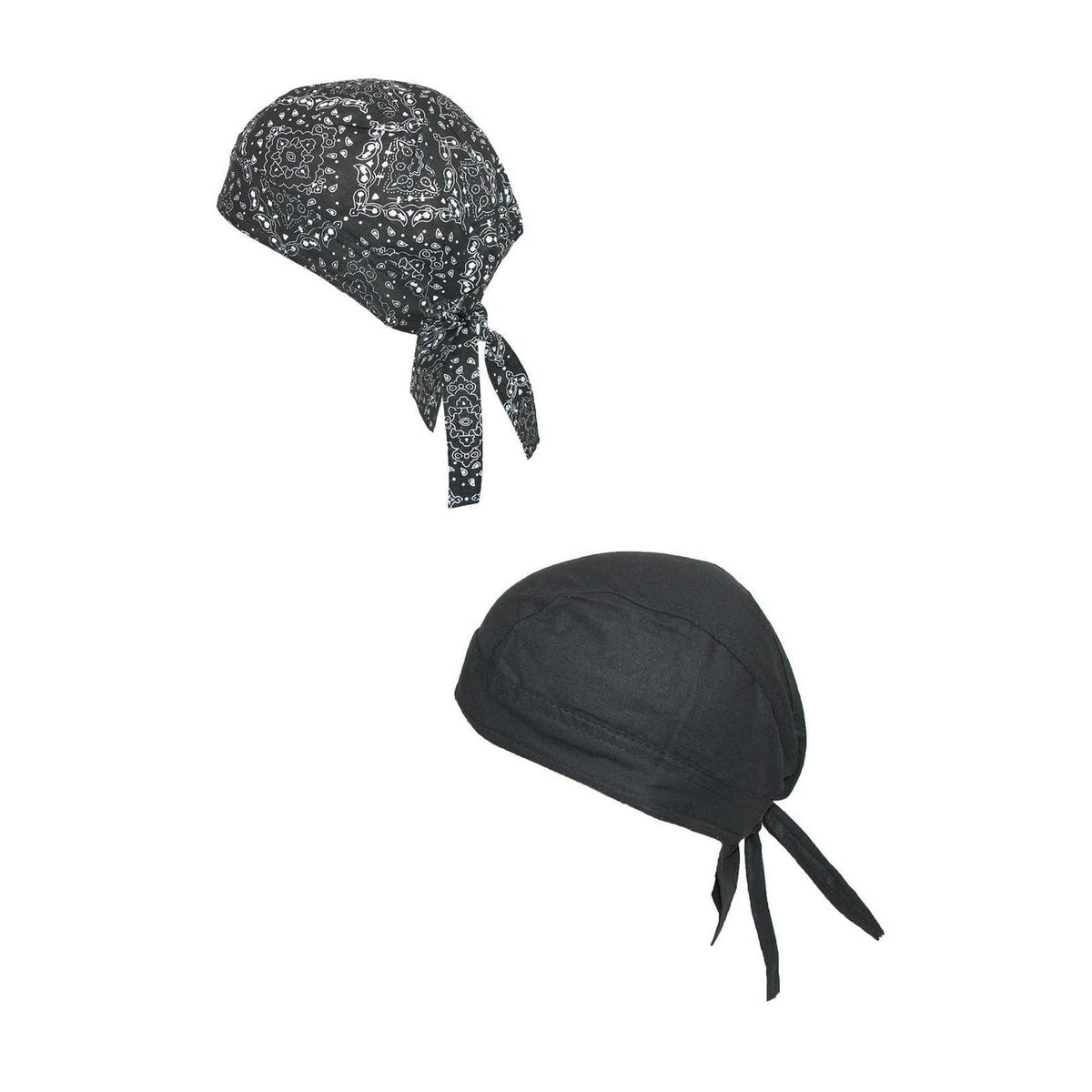 CTM® Cotton Unlined Solid and Paisley Do Rag (Pack of 2) - Cotton Unlined Solid and Paisley Do Rag (Pack of 2)