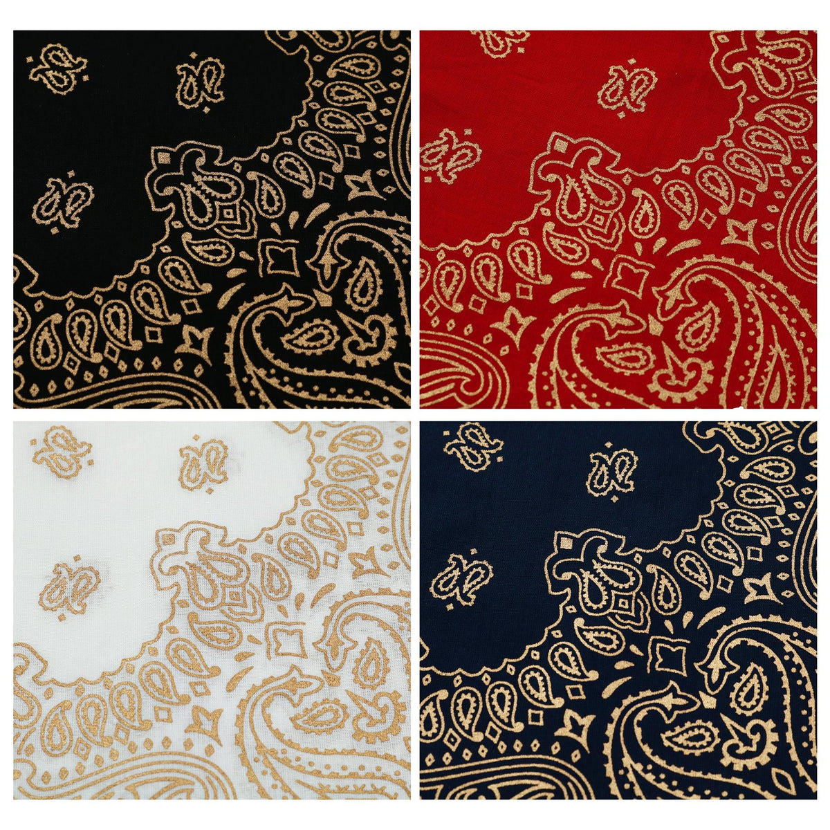 CTM® Metallic Paisley Print Bandanas (Pack of 4) - Multi-Color