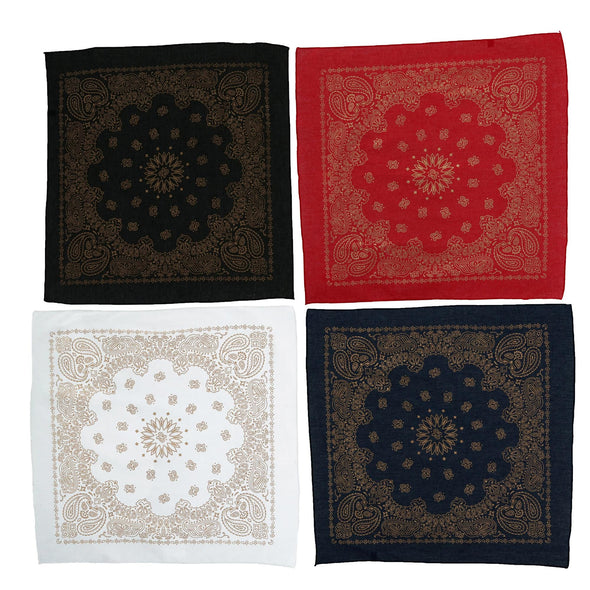Metallic Paisley Print Bandanas (Pack of 4)