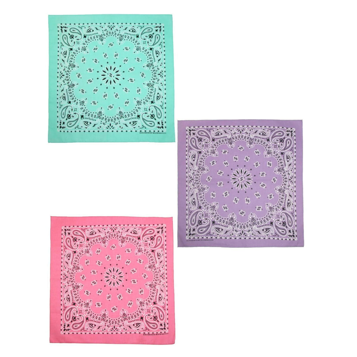 CTM® Women's Cotton Pastel Paisley Print Bandana Kit (Pack of 3) - Women's Cotton Pastel Paisley Print Bandana Kit (Pack of 3)