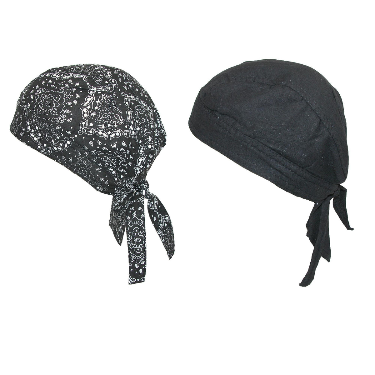 CTM® Cotton Premium Solid and Paisley Do Rag (Pack of 2) - Cotton Premium Solid and Paisley Do Rag (Pack of 2)