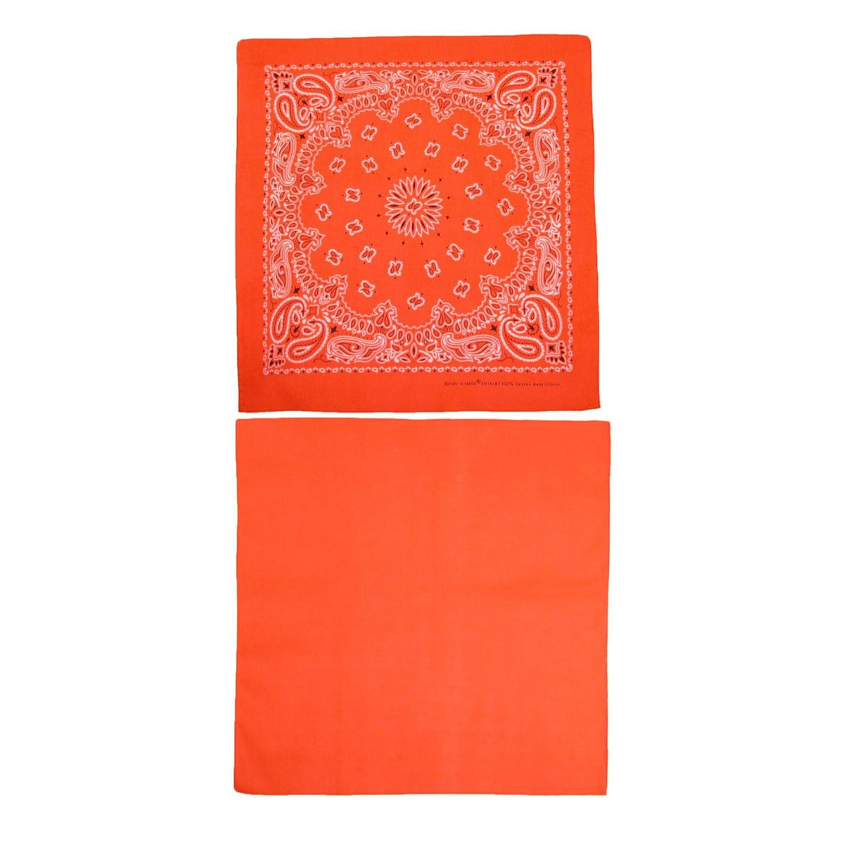 CTM® Cotton Solid and Paisley Print Neon Bandana Kit (Pack of 2) - Neon Orange