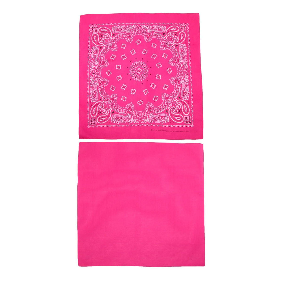 CTM® Cotton Solid and Paisley Print Neon Bandana Kit (Pack of 2) - Neon Pink