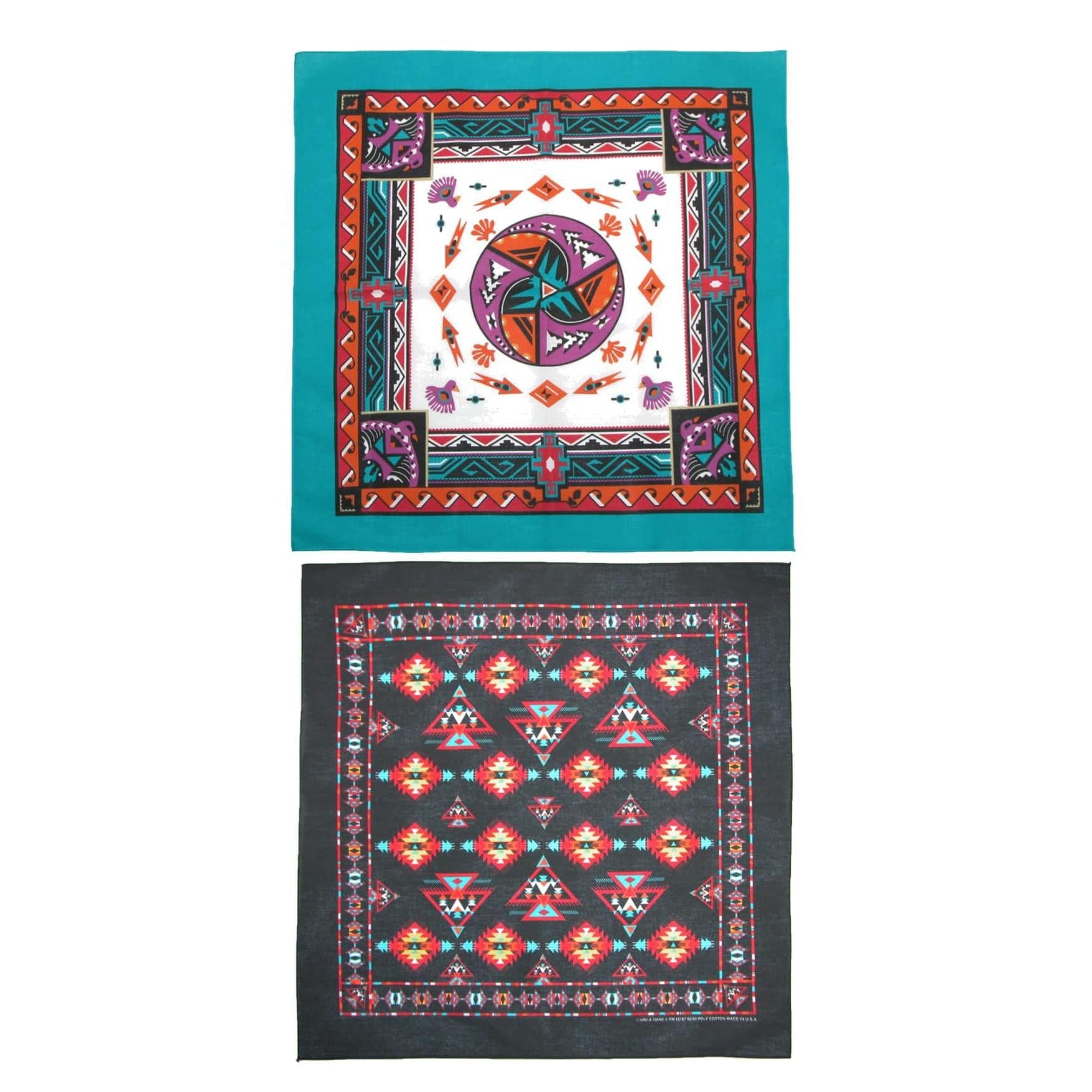 CTM® Women's Aztec and Apache Southwestern Print Bandana Kit (Pack of 2) - Southwest Print