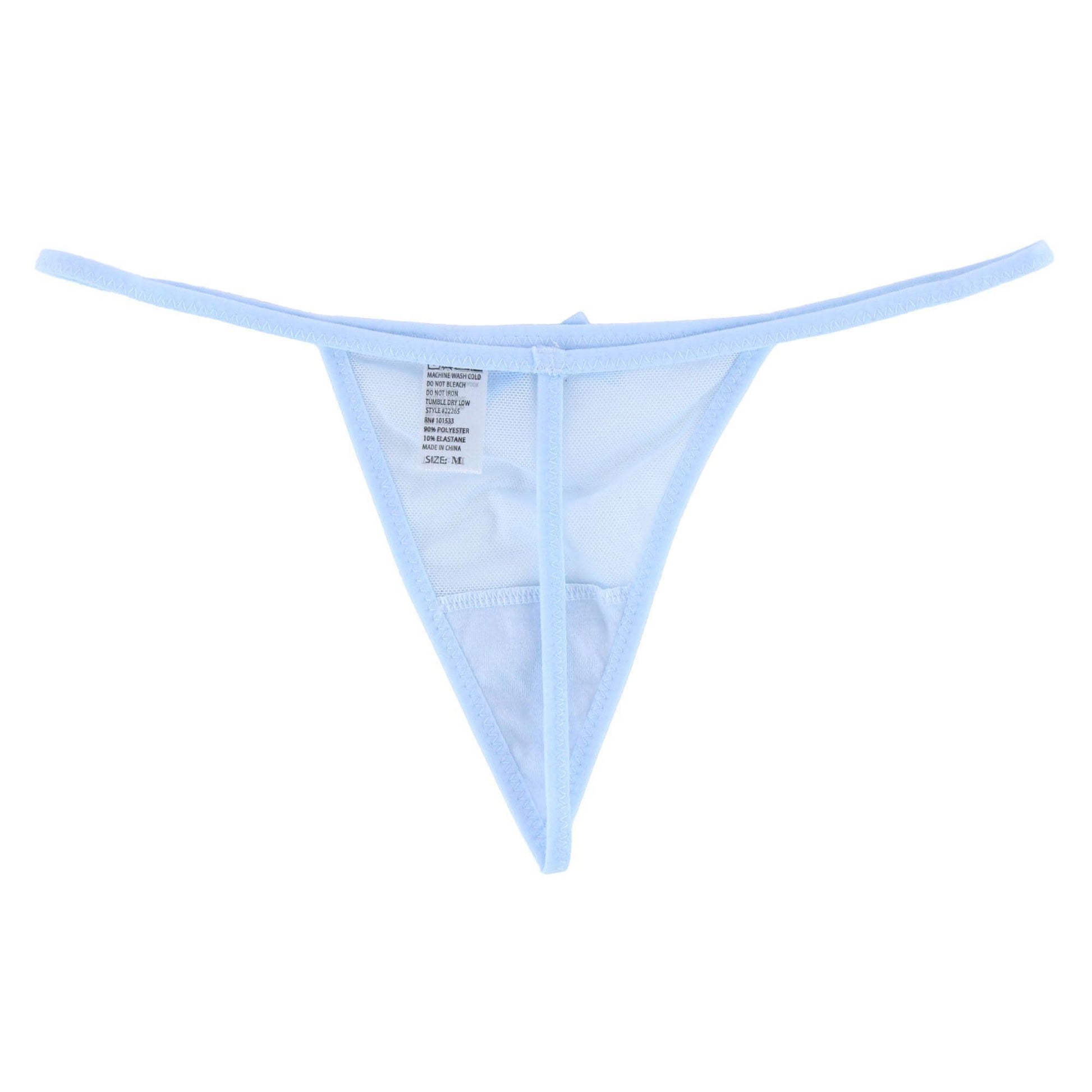 Spree Women's Sheer Mesh Babydoll Top and Matching Thong Set - Blue