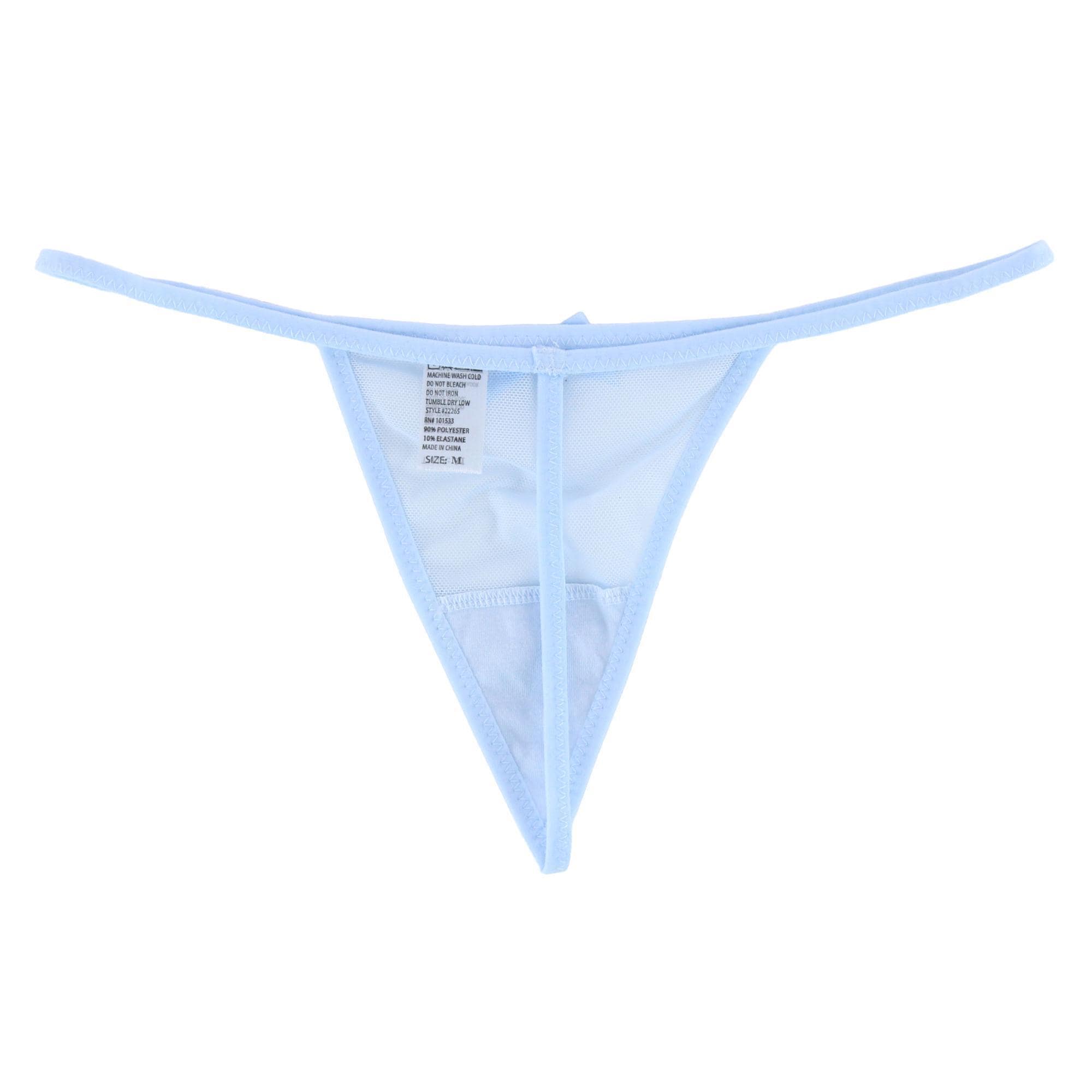 Spree Women's Sheer Mesh Babydoll Top and Matching Thong Set - Blue