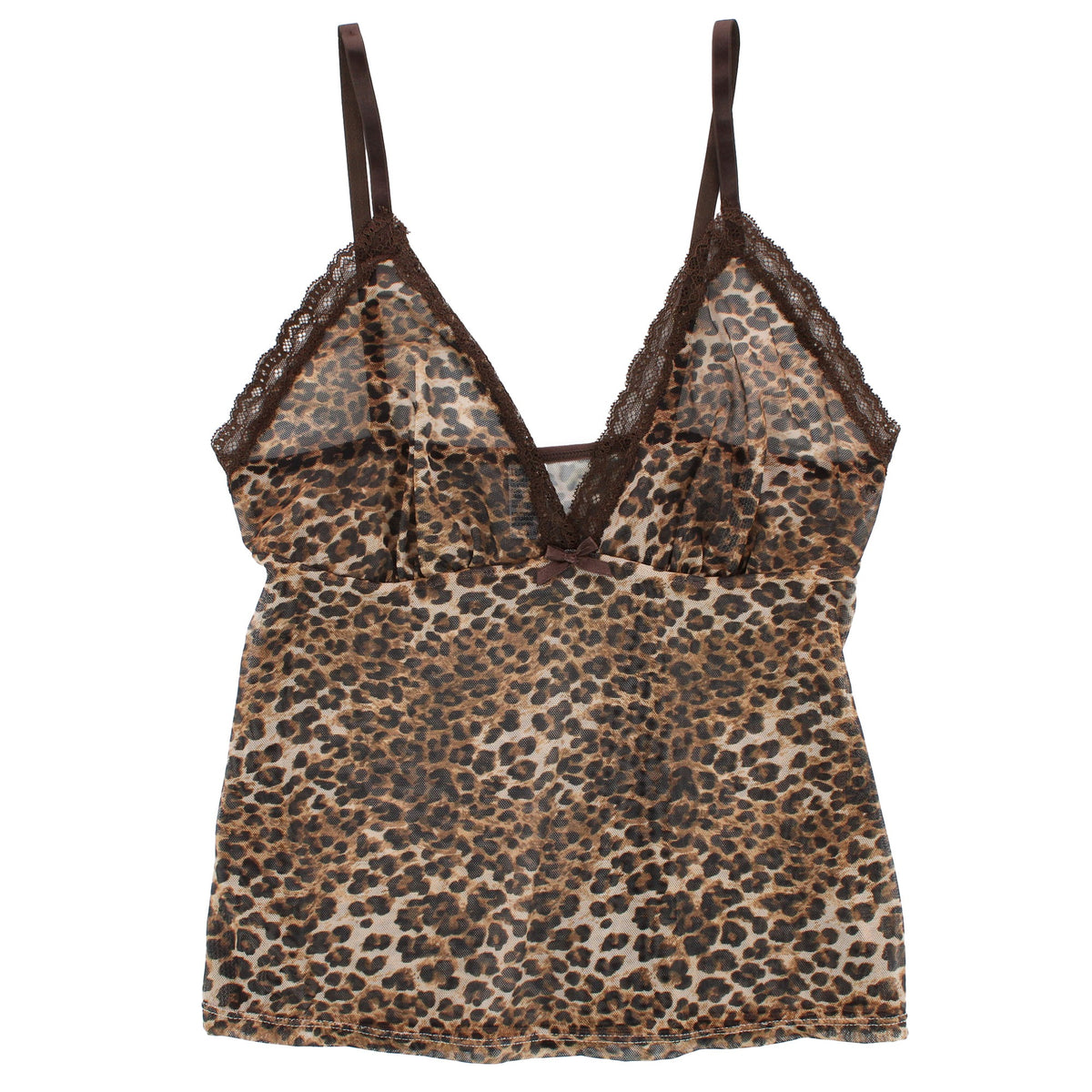 Carrie Amber Women's Flirty Cheetah Mesh Cami Daywear Set - Brown