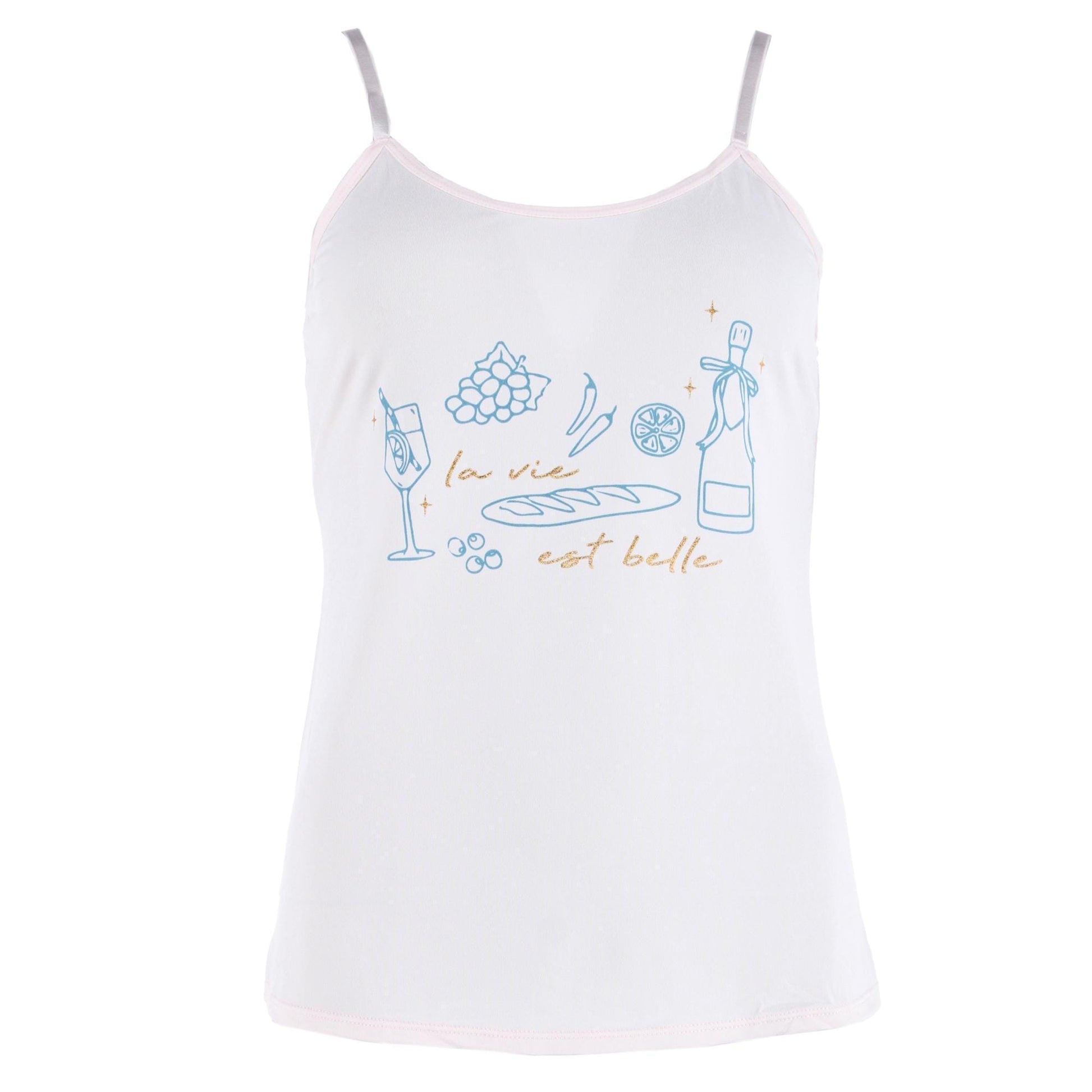 Spree Young Women's Cami Tank Top and Short Pajama Sleep Set - Cream