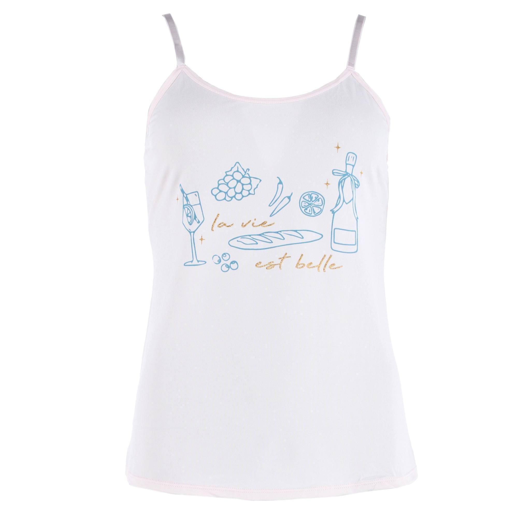 Spree Young Women's Cami Tank Top and Short Pajama Sleep Set - Cream