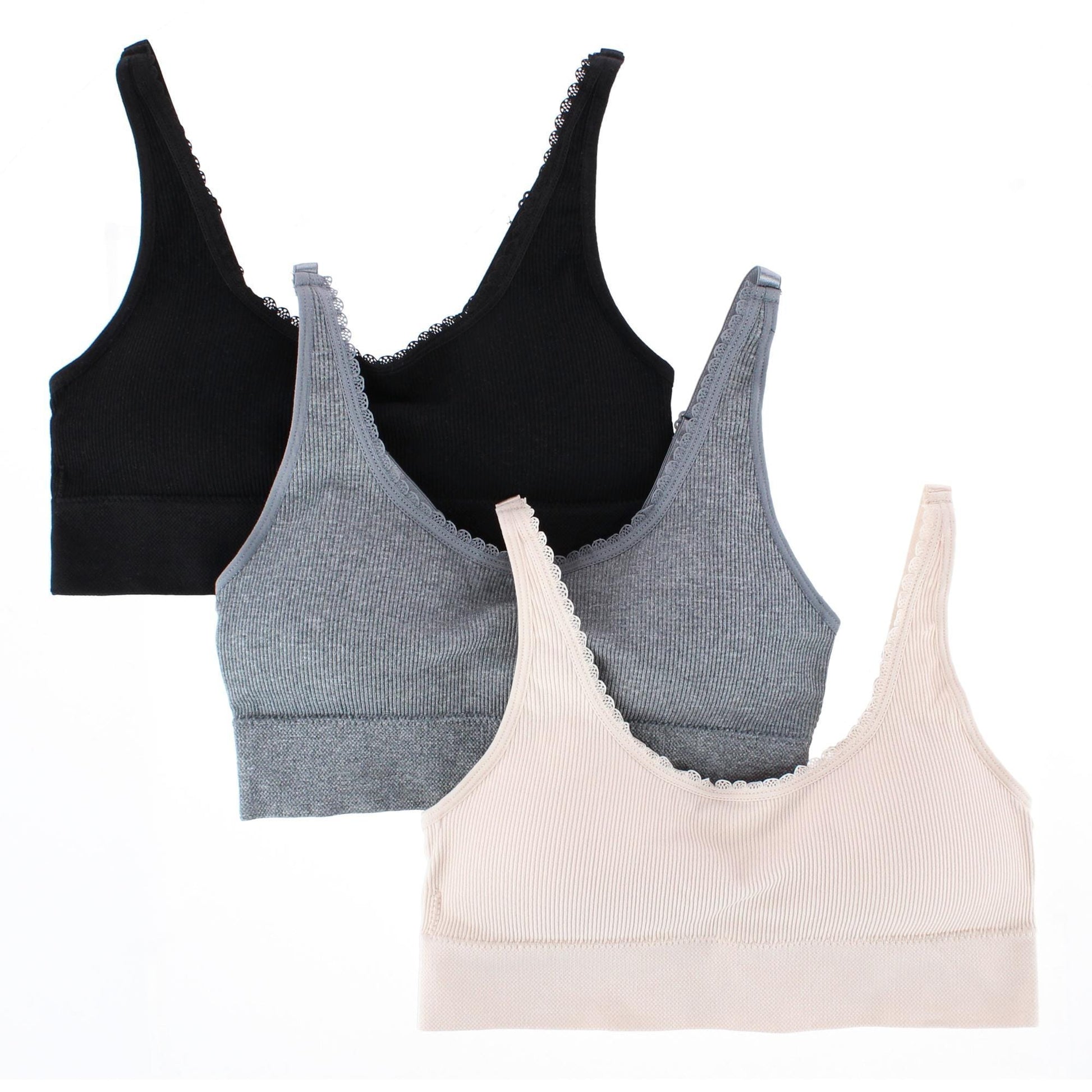Carrie Amber Women's Textured Rib Seamless Bra (3 Pack)