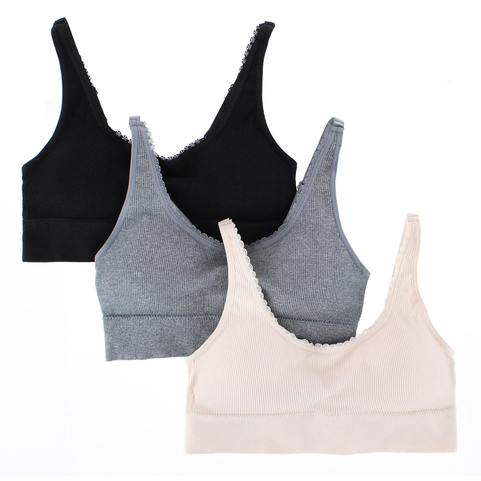 Carrie Amber Women's Textured Rib Seamless Bra (3 Pack) - Women's Textured Rib Seamless Bra (3 Pack)