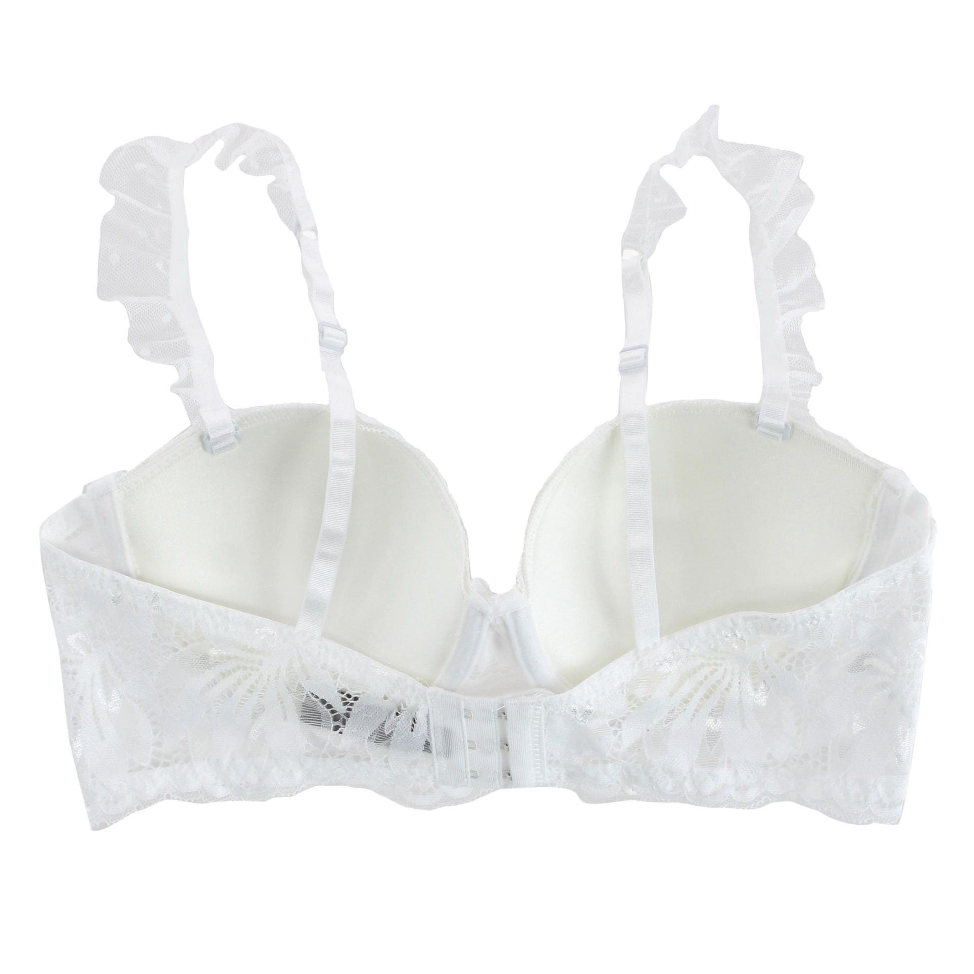 Daisy Fuentes Women's 2 Piece White Ruffle Lace Bra and Panty Set - White