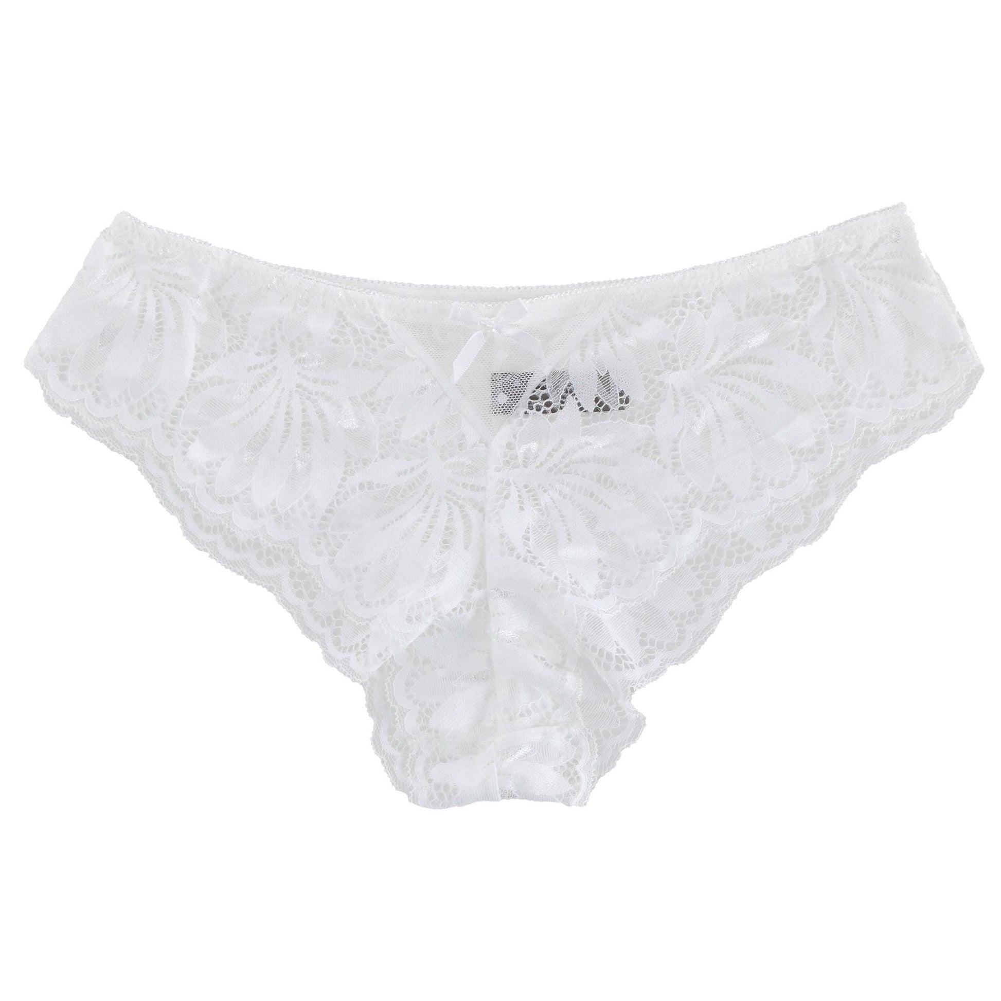 Daisy Fuentes Women's 2 Piece White Ruffle Lace Bra and Panty Set - White