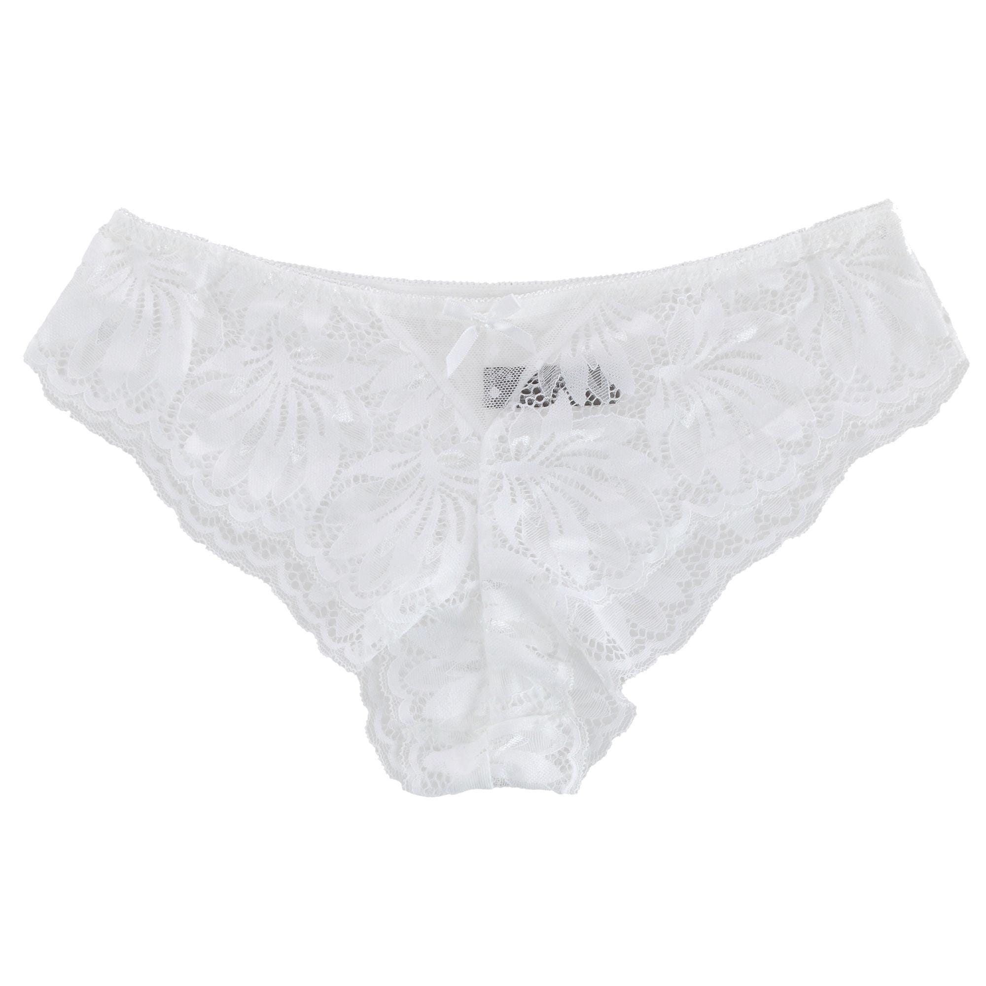 Daisy Fuentes Women's 2 Piece White Ruffle Lace Bra and Panty Set - White
