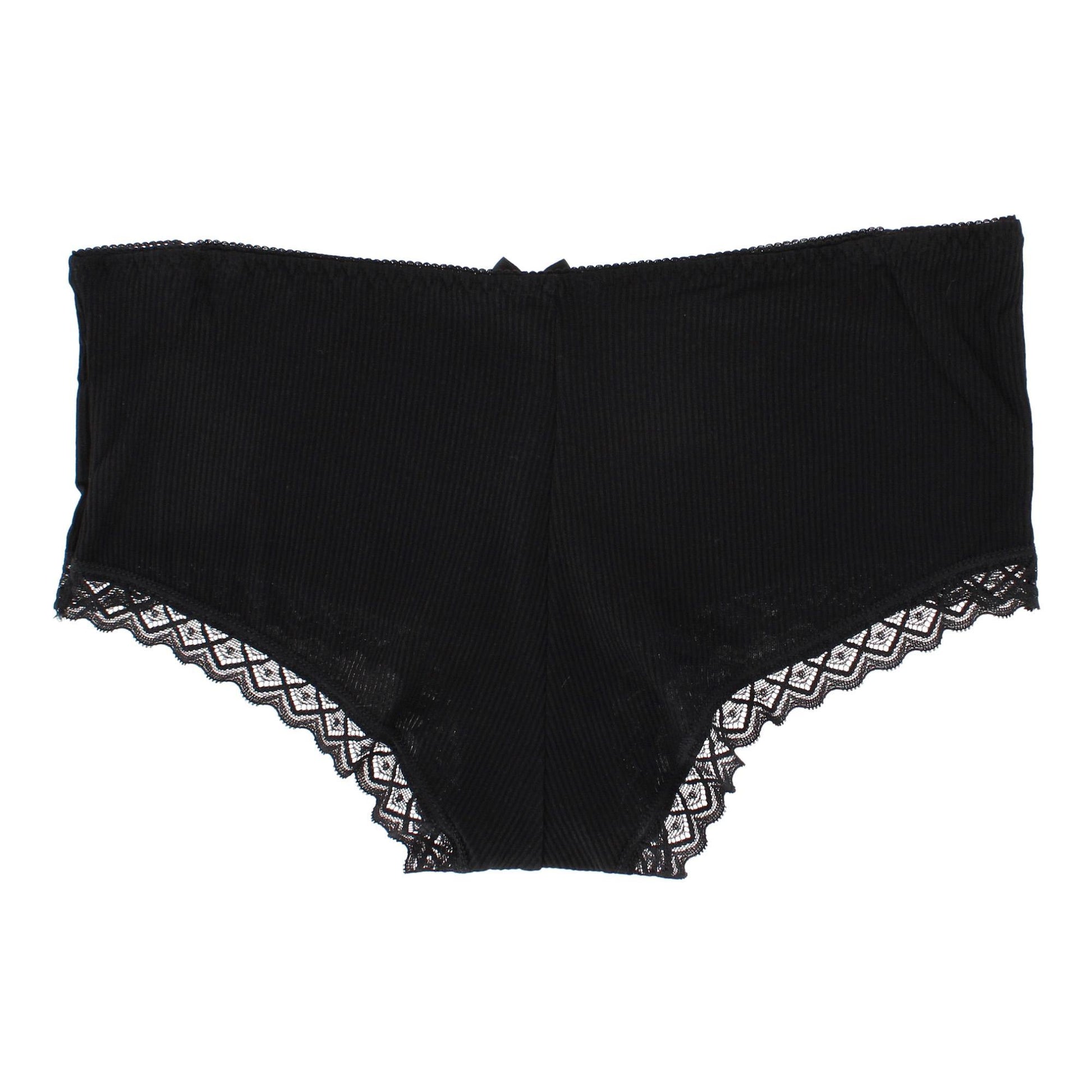 Daisy Fuentes Women's Ribbed Lace Trim Boyshort Panty 3-Pack - Black/Gray/White