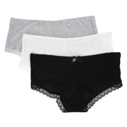 Women's Ribbed Lace Trim Boyshort Panty 3-Pack