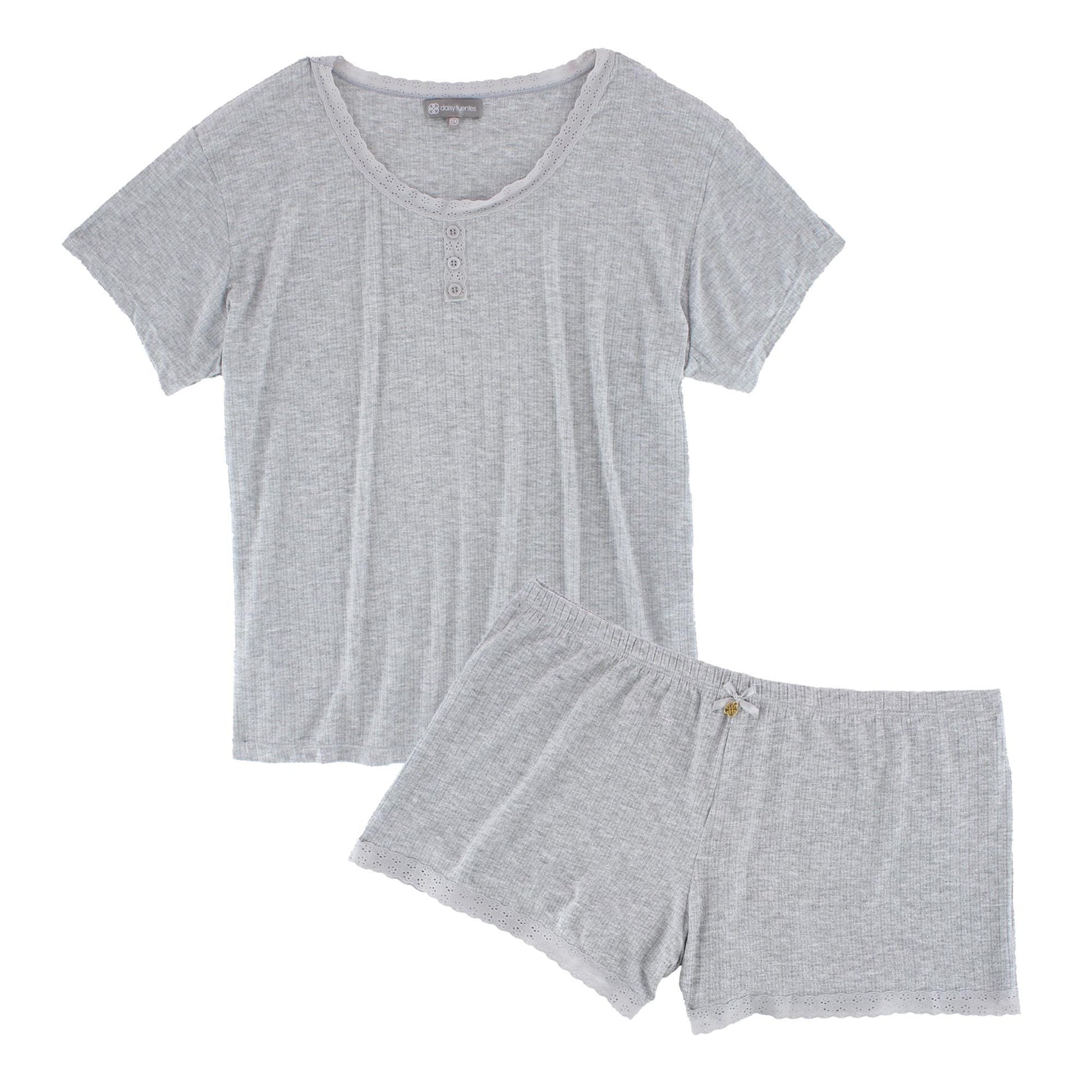 Daisy Fuentes Women's Plus Size Short Sleeve Pointelle Pajama Set - Women's Plus Size Short Sleeve Pointelle Pajama Set