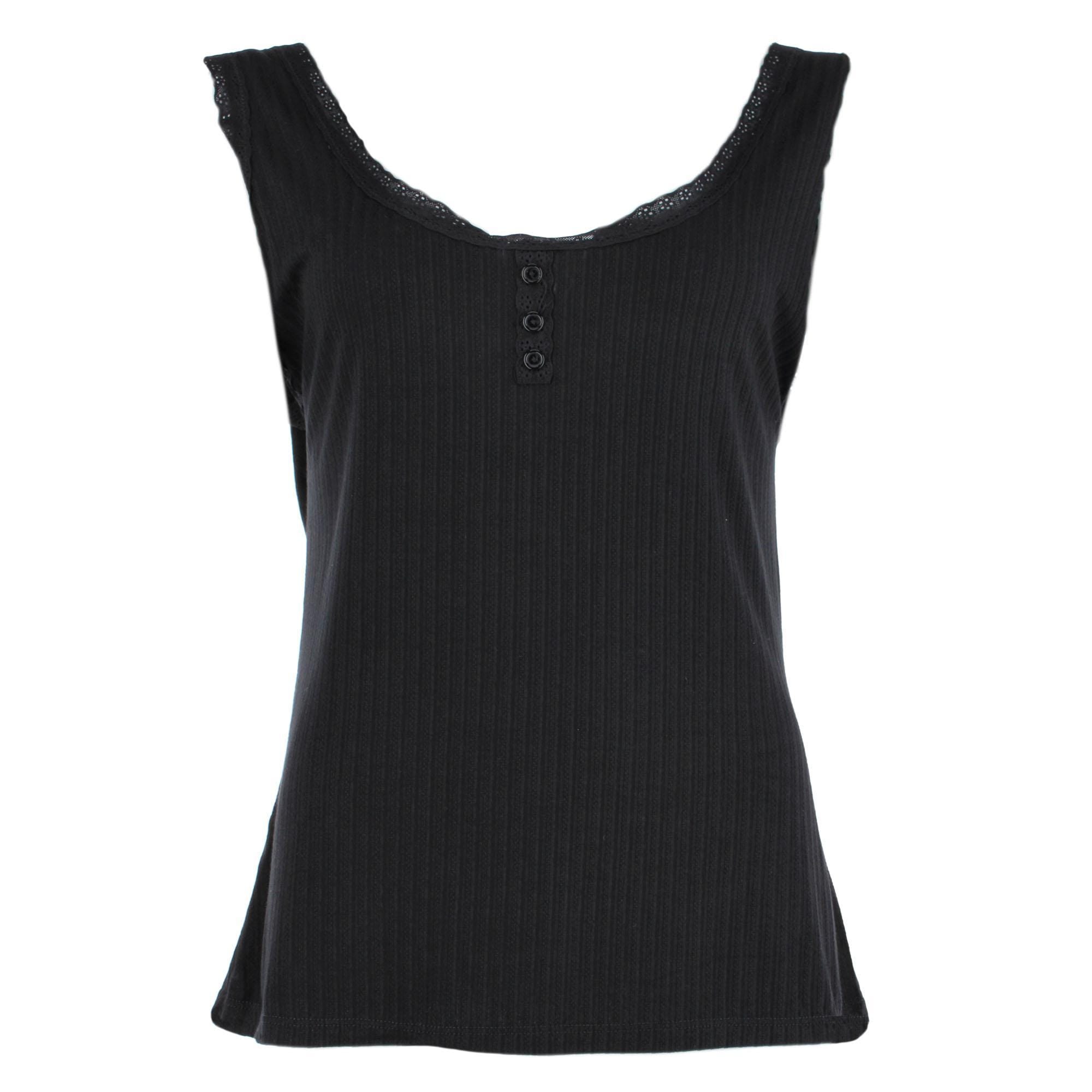 Daisy Fuentes Women's Plus Size Pointelle Tank and Short Pajama Set - Black