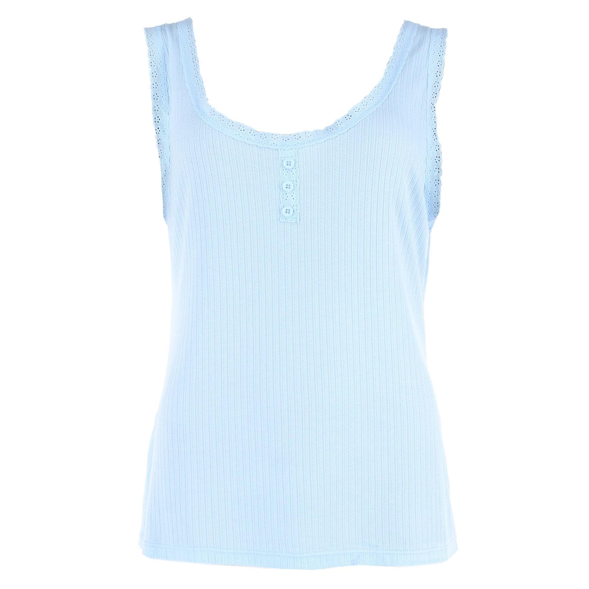Daisy Fuentes Women's Plus Size Pointelle Tank and Short Pajama Set - Light Blue