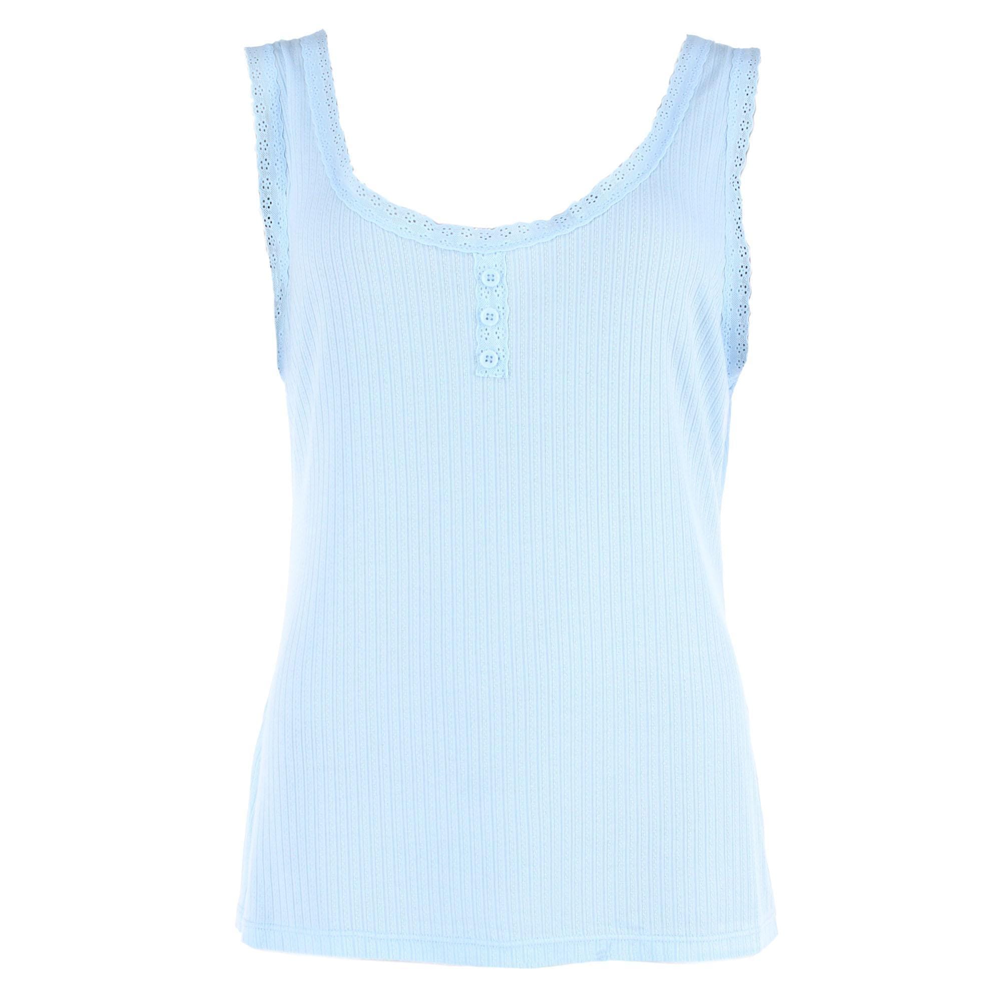 Daisy Fuentes Women's Plus Size Pointelle Tank and Short Pajama Set - Light Blue