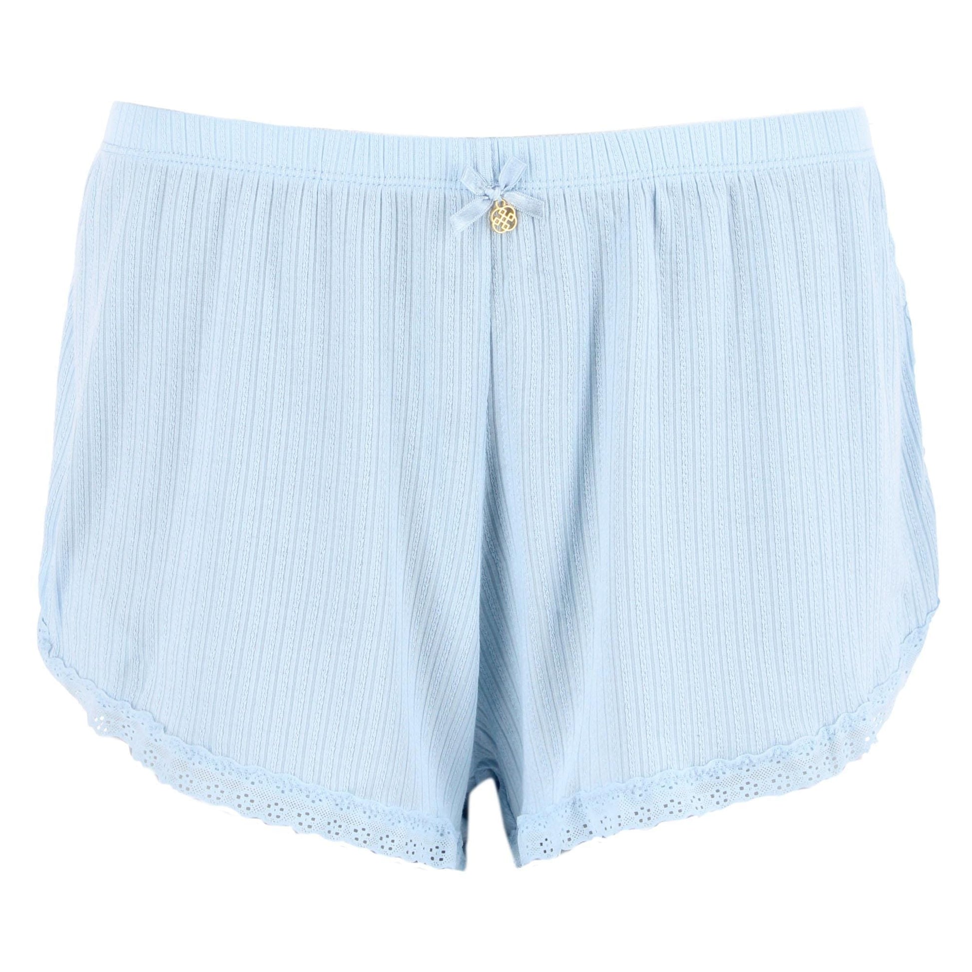 Daisy Fuentes Women's Plus Size Pointelle Tank and Short Pajama Set - Light Blue
