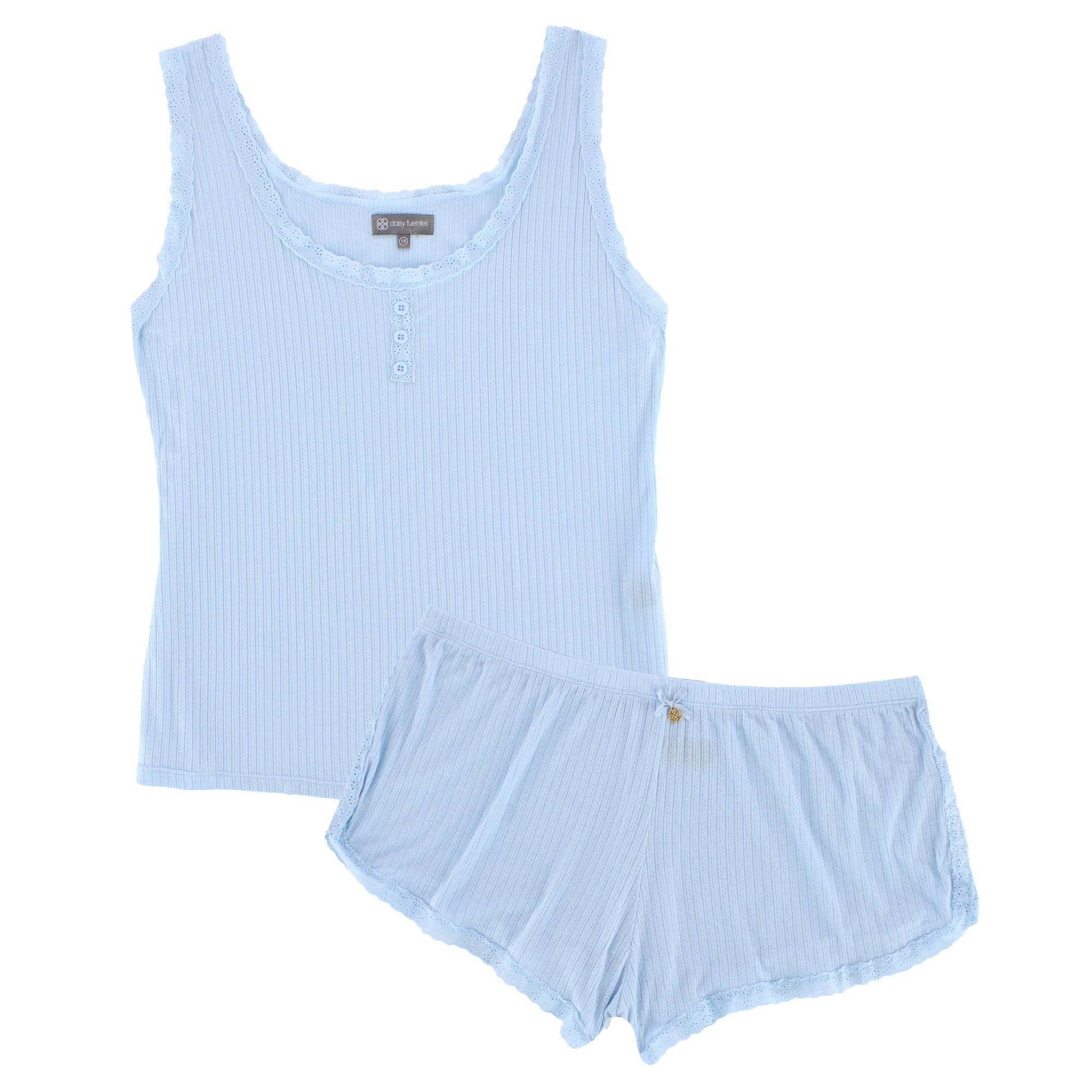 Daisy Fuentes Women's Plus Size Pointelle Tank and Short Pajama Set - Women's Plus Size Pointelle Tank and Short Pajama Set