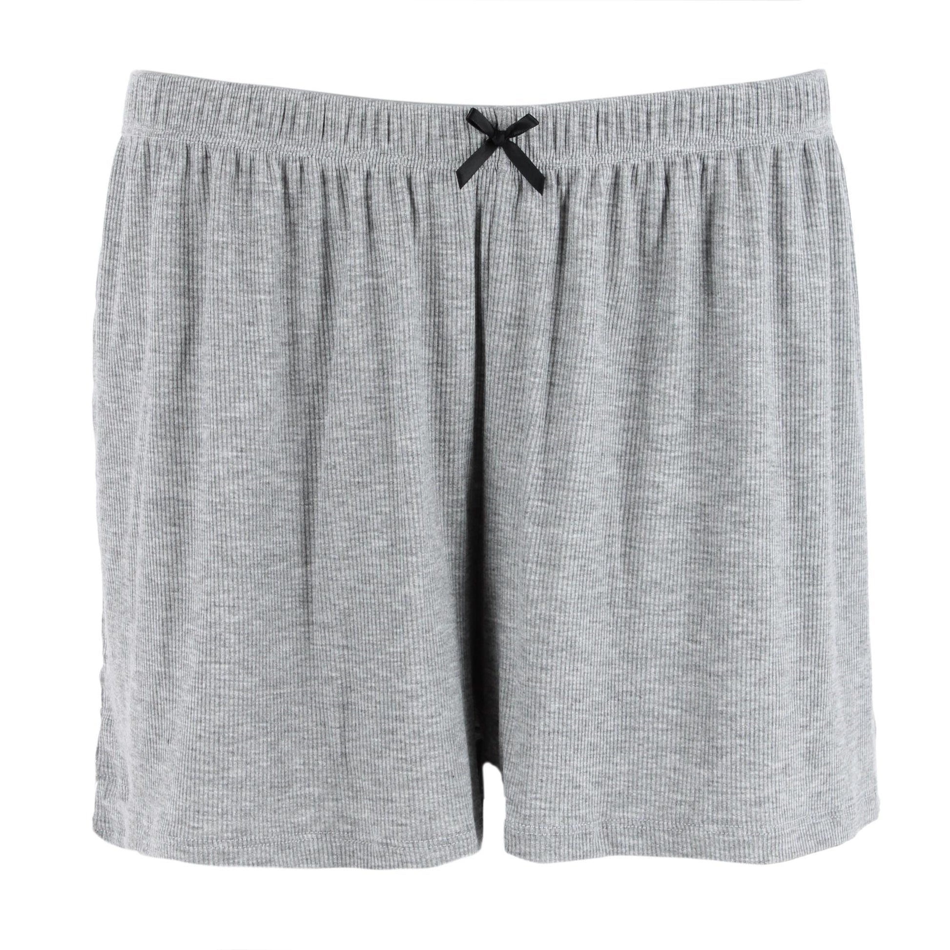 Daisy Fuentes Women's Plus Size Ribbed Lace Cami and Shorts Sleep Set - Heather Gray