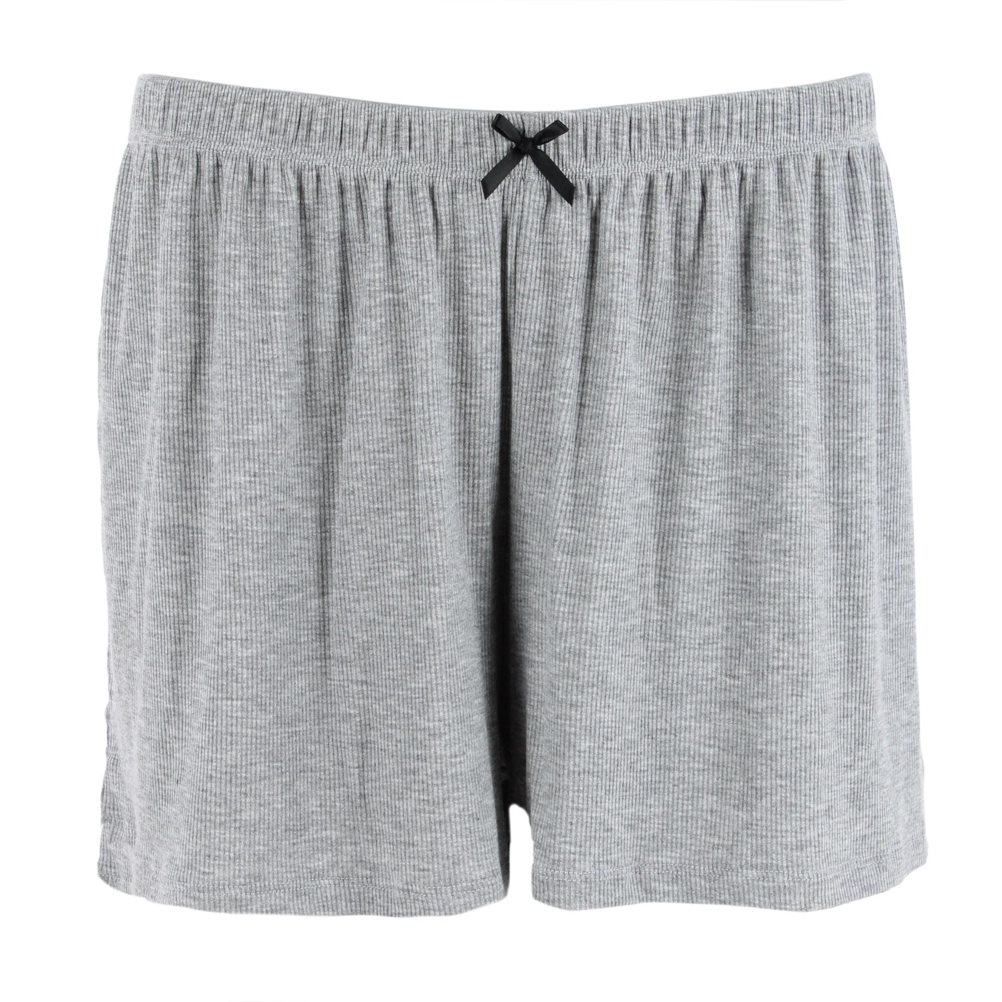 Daisy Fuentes Women's Plus Size Ribbed Lace Cami and Shorts Sleep Set - Heather Gray
