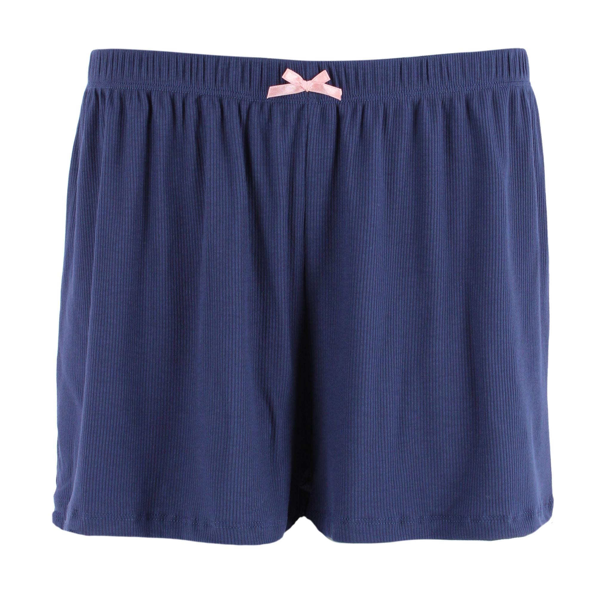 Daisy Fuentes Women's Plus Size Ribbed Lace Cami and Shorts Sleep Set - Navy
