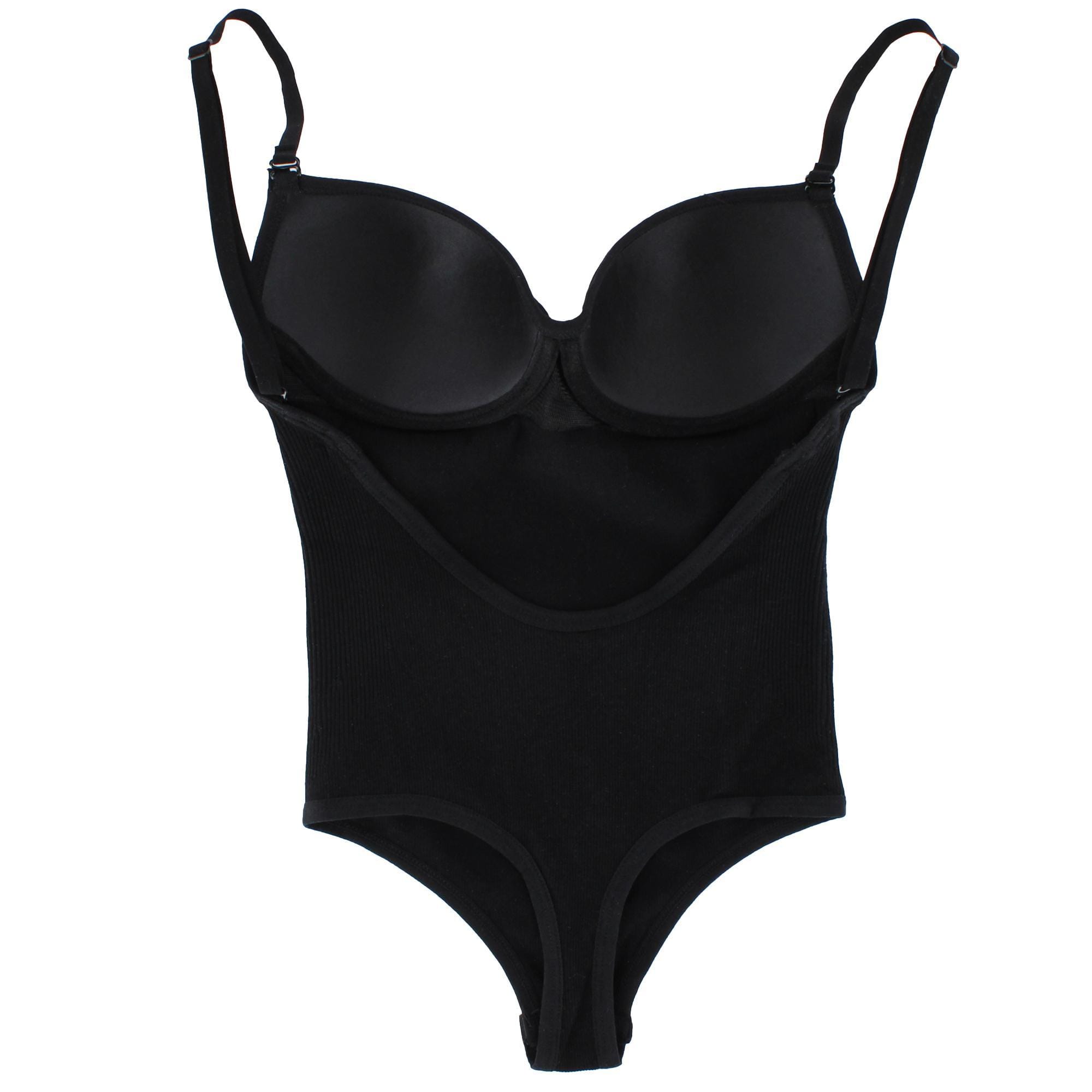 Paris Blues Women's Molded Cup Seamless Thong Bodysuit - Black