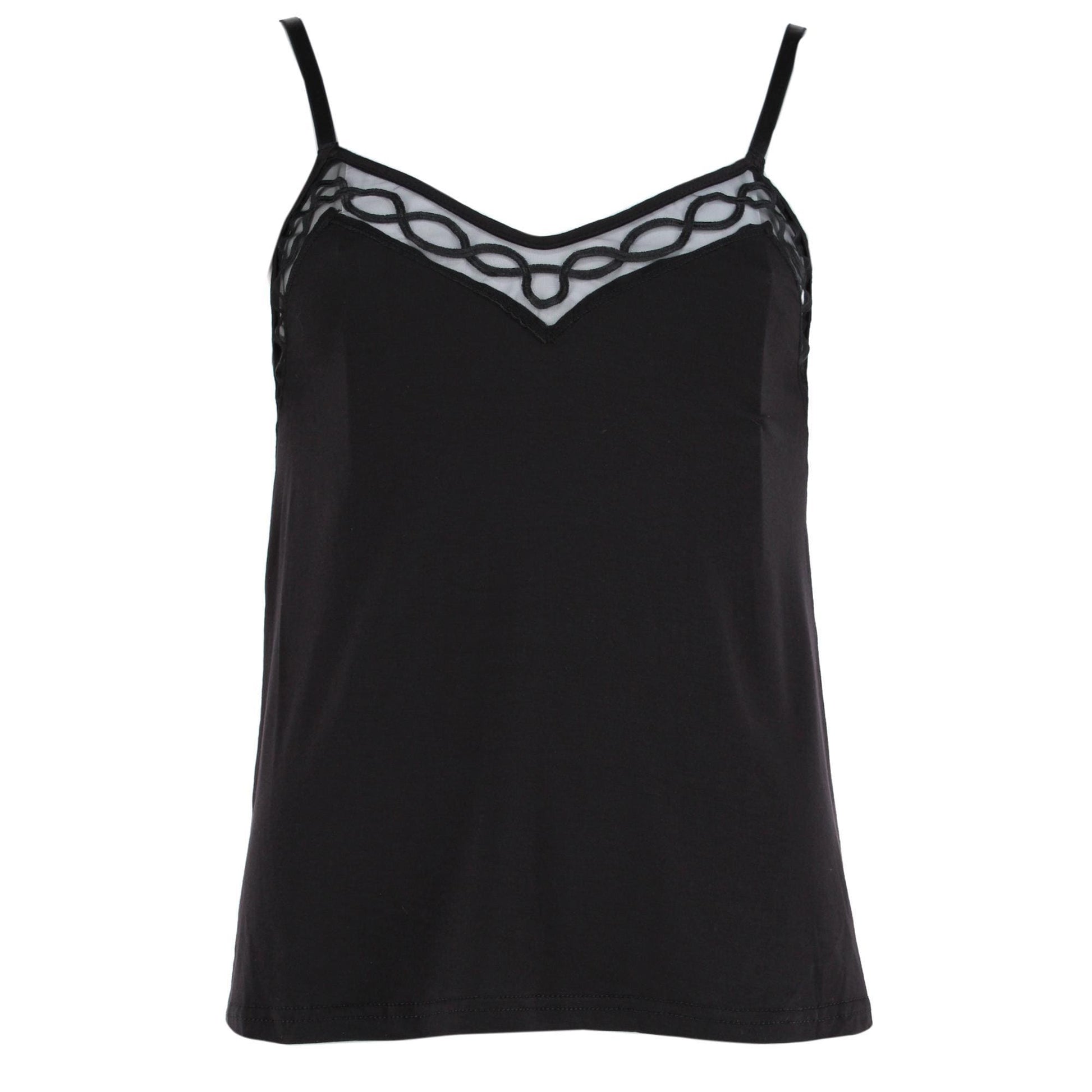 Rachel Roy Women's Laced Embriodery Cami Short Pajama Set - Black