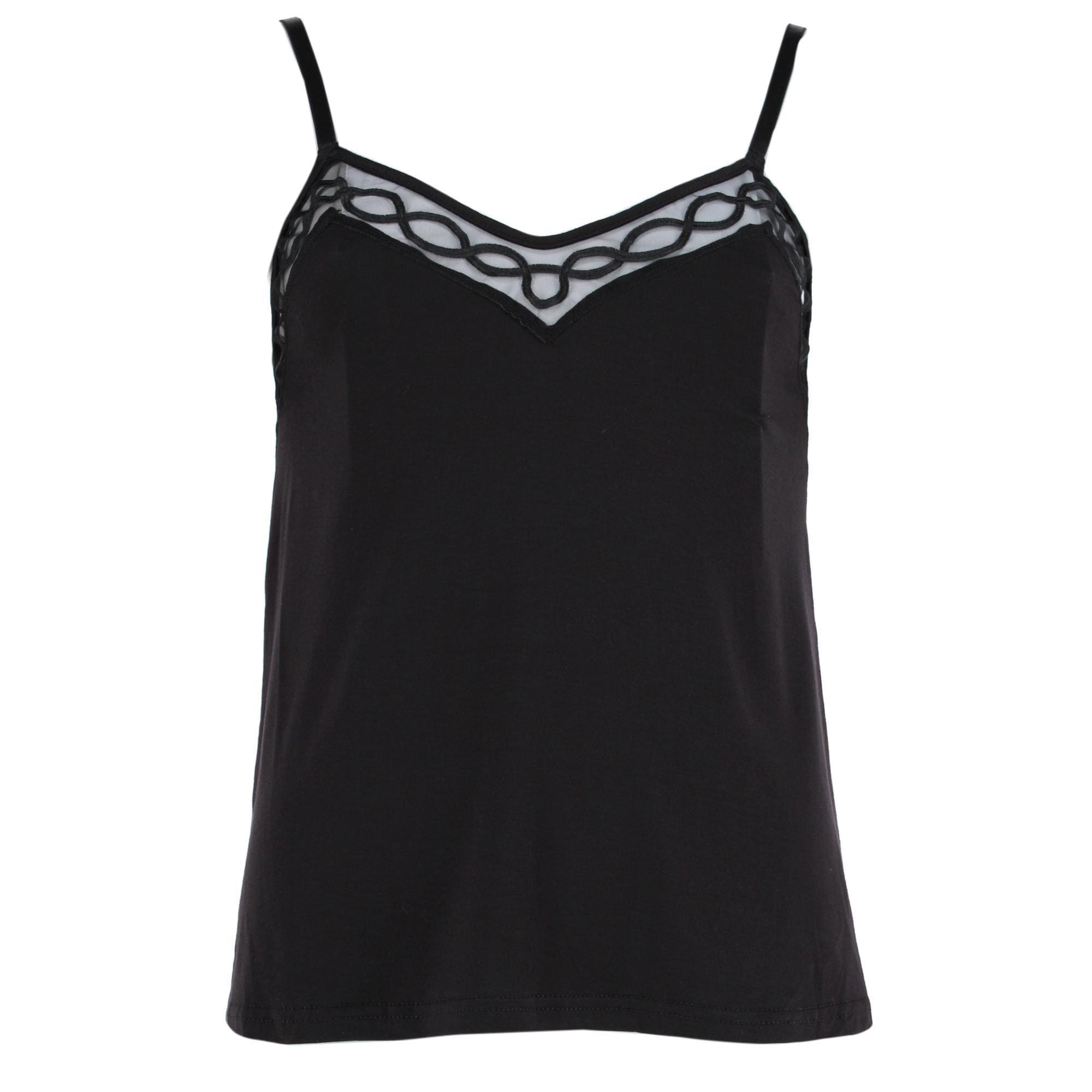 Rachel Roy Women's Laced Embriodery Cami Short Pajama Set - Black