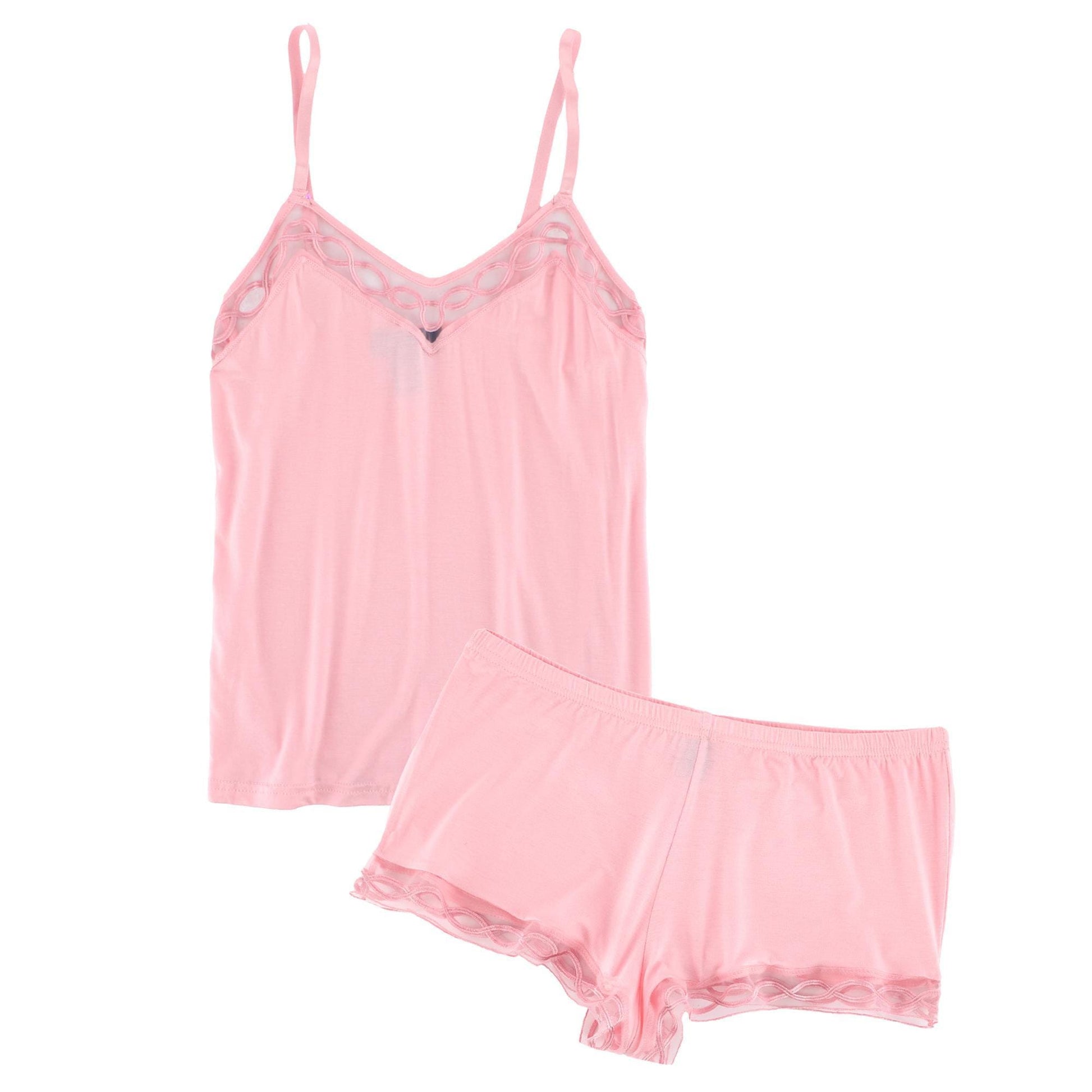 Rachel Roy Women's Laced Embriodery Cami Short Pajama Set - Pink