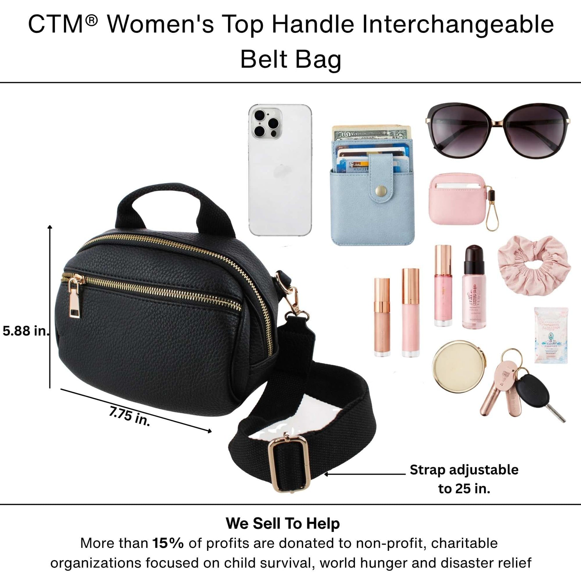 CTM® Women's Top Handle Interchangeable Belt Bag - Light Green