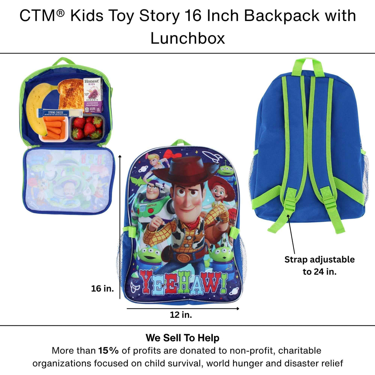 CTM® Kids Toy Story 16 Inch Backpack with Lunchbox - Blue