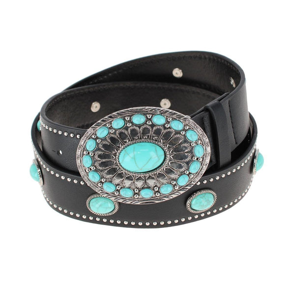 Women's Western Bohemian Turquoise Buckle Belt