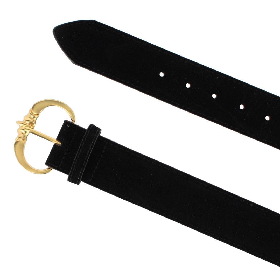 CTM® Women's Faux Suede Belt with Brass Buckle - Black