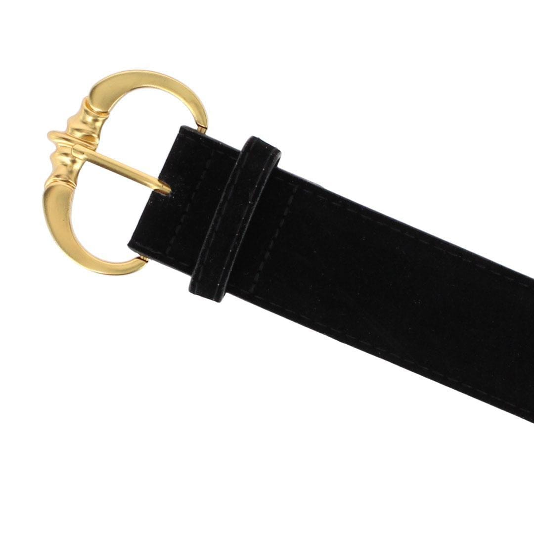 CTM® Women's Faux Suede Belt with Brass Buckle - Black