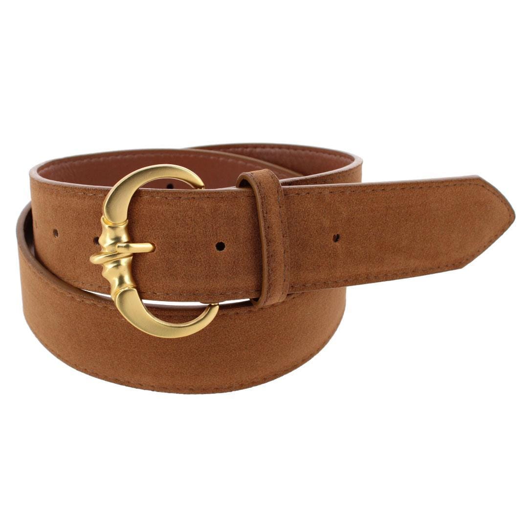 CTM® Women's Faux Suede Belt with Brass Buckle