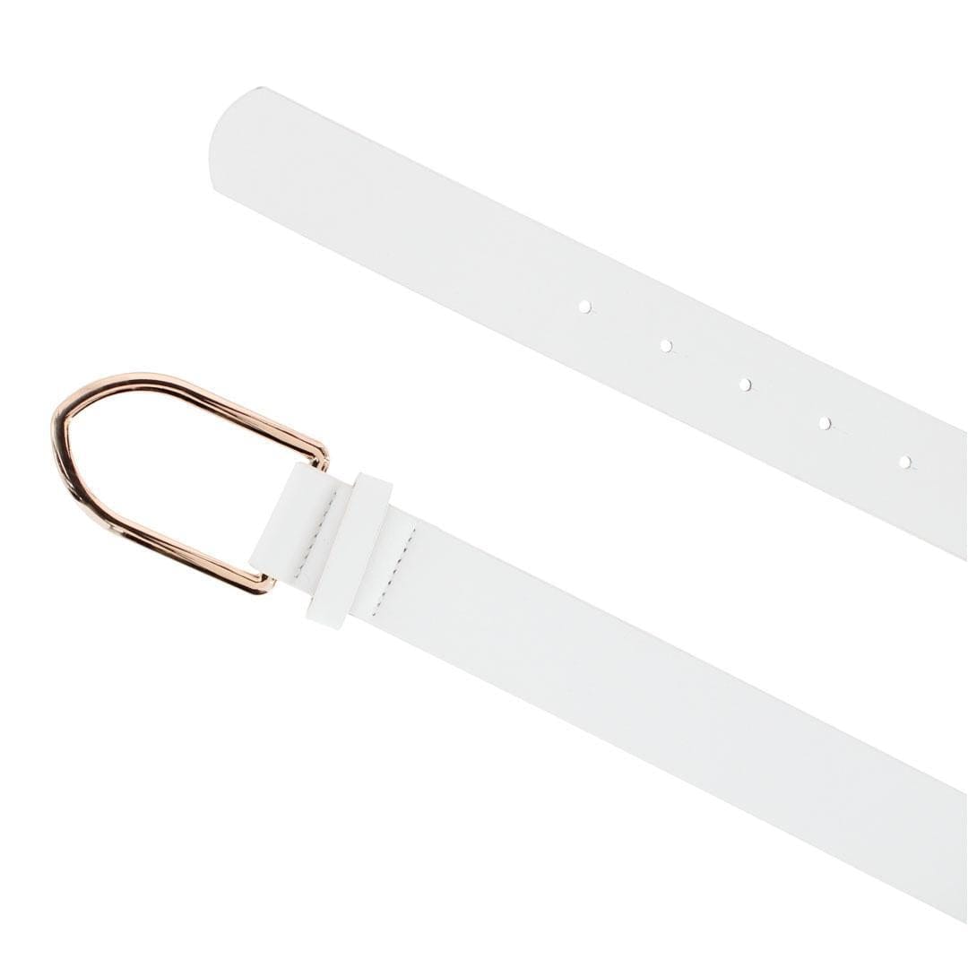 CTM® Women's Arrow Frame Buckle Dress Belt - White