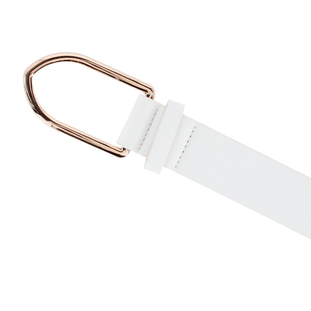 CTM® Women's Arrow Frame Buckle Dress Belt - White