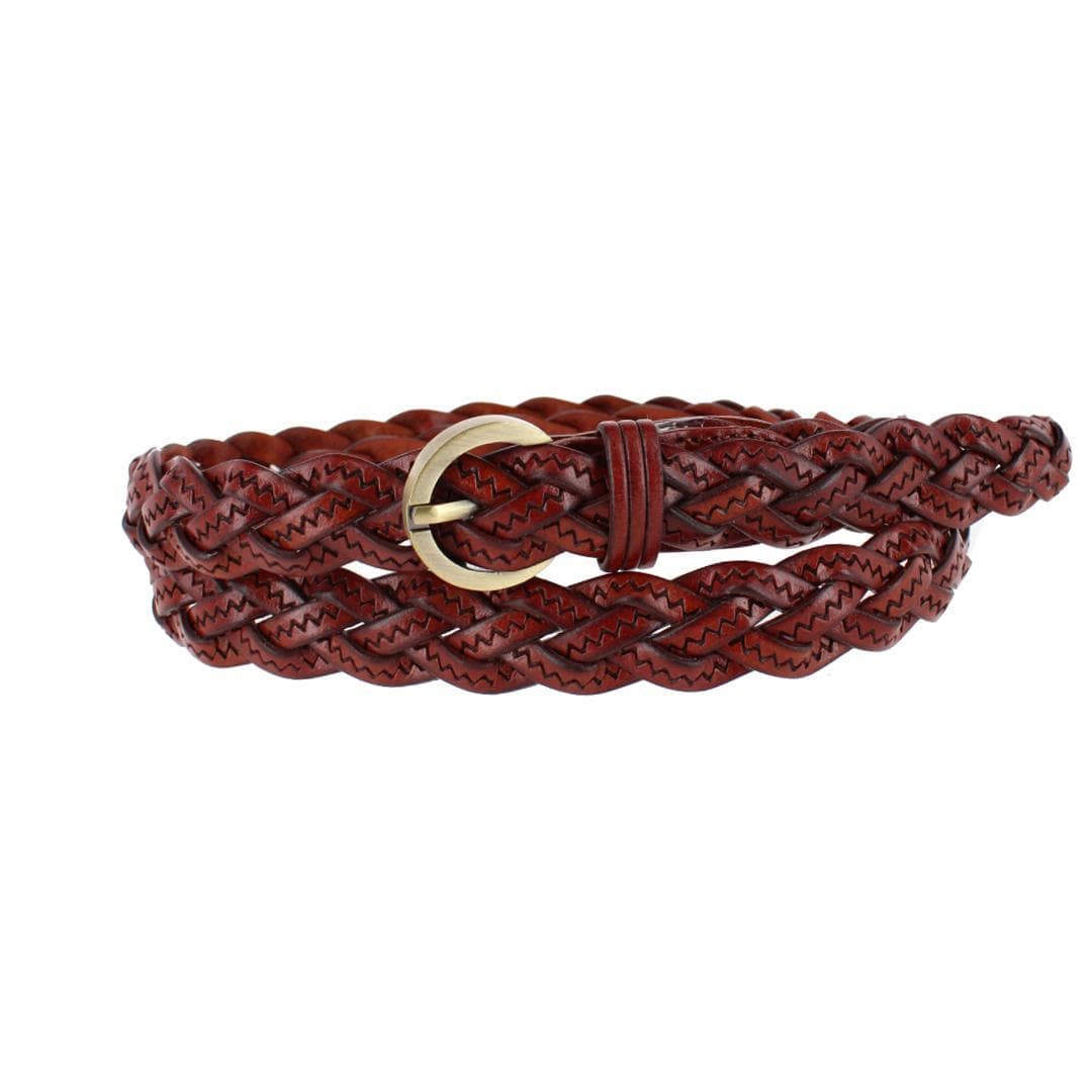 CTM® Women's Leather Braided Skinny Casual Belt - Women's Leather Braided Skinny Casual Belt
