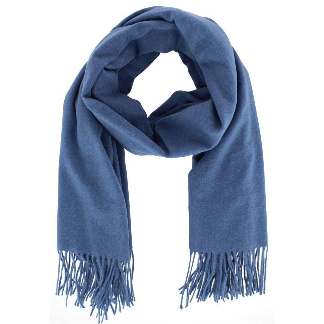 CTM® Women's Heavyweight Solid Color Pashmina Scarf Shawl - Denim Blue